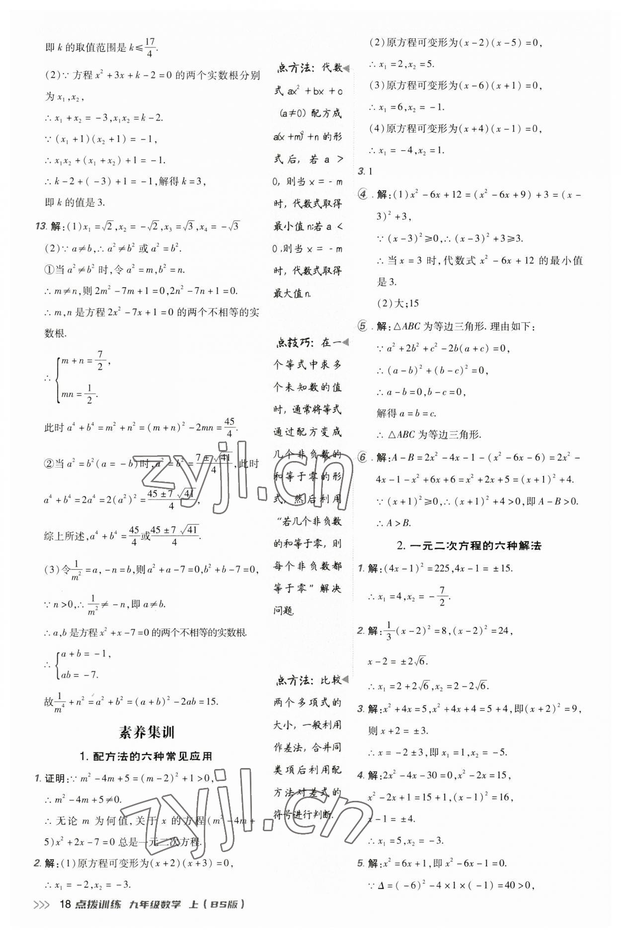 2023年點撥訓(xùn)練九年級數(shù)學(xué)上冊北師大版 第17頁