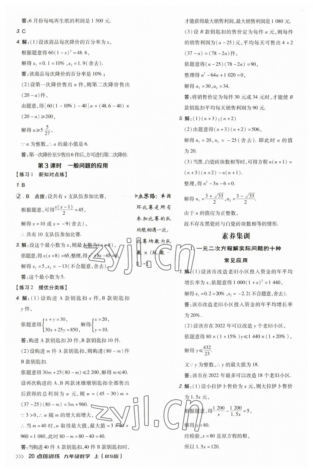 2023年點(diǎn)撥訓(xùn)練九年級數(shù)學(xué)上冊北師大版 第19頁