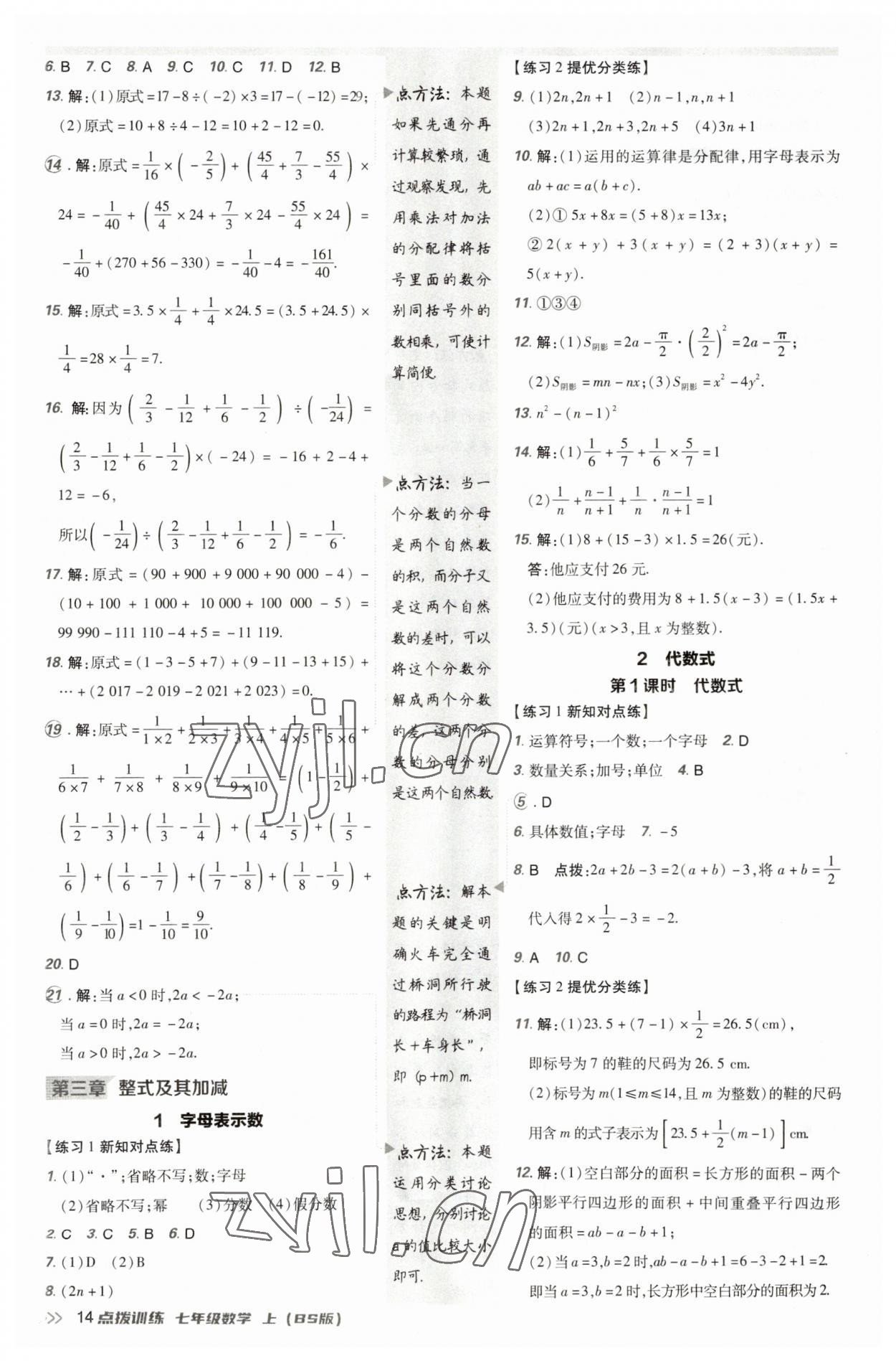 2023年點撥訓練七年級數(shù)學上冊北師大版 參考答案第13頁