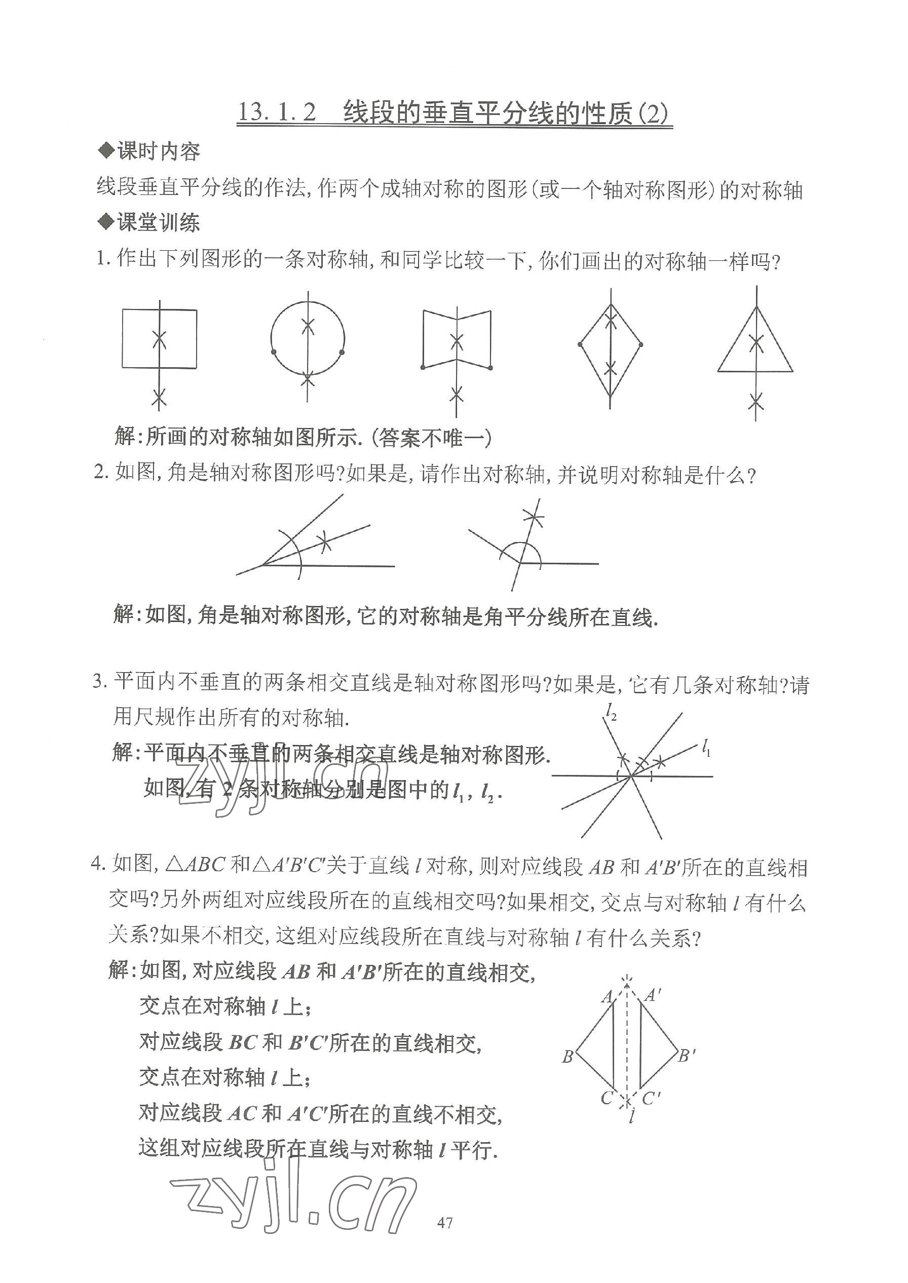 2023年活頁(yè)練習(xí)八年級(jí)數(shù)學(xué)上冊(cè)人教版 參考答案第47頁(yè)