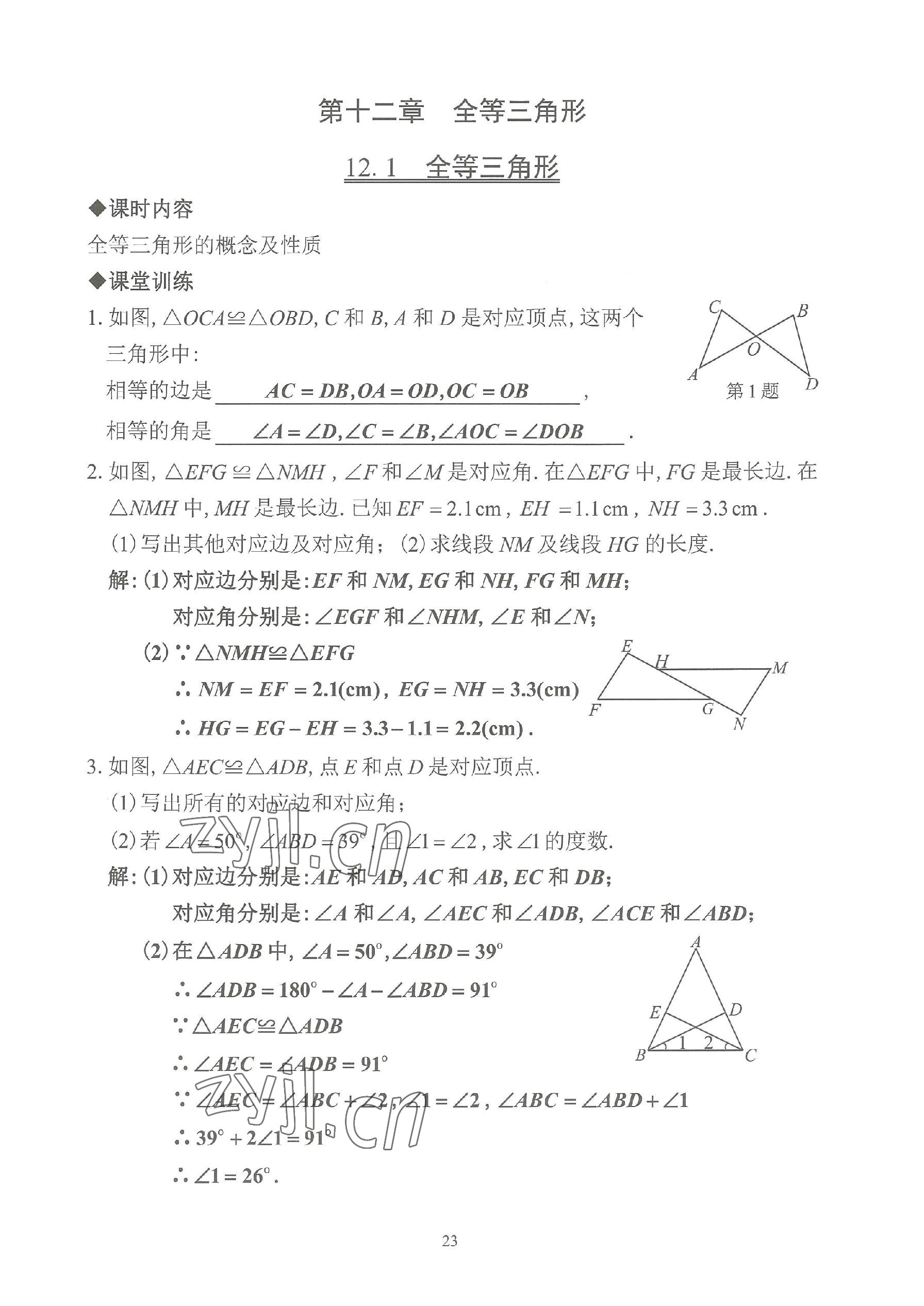 2023年活頁練習八年級數(shù)學上冊人教版 參考答案第23頁