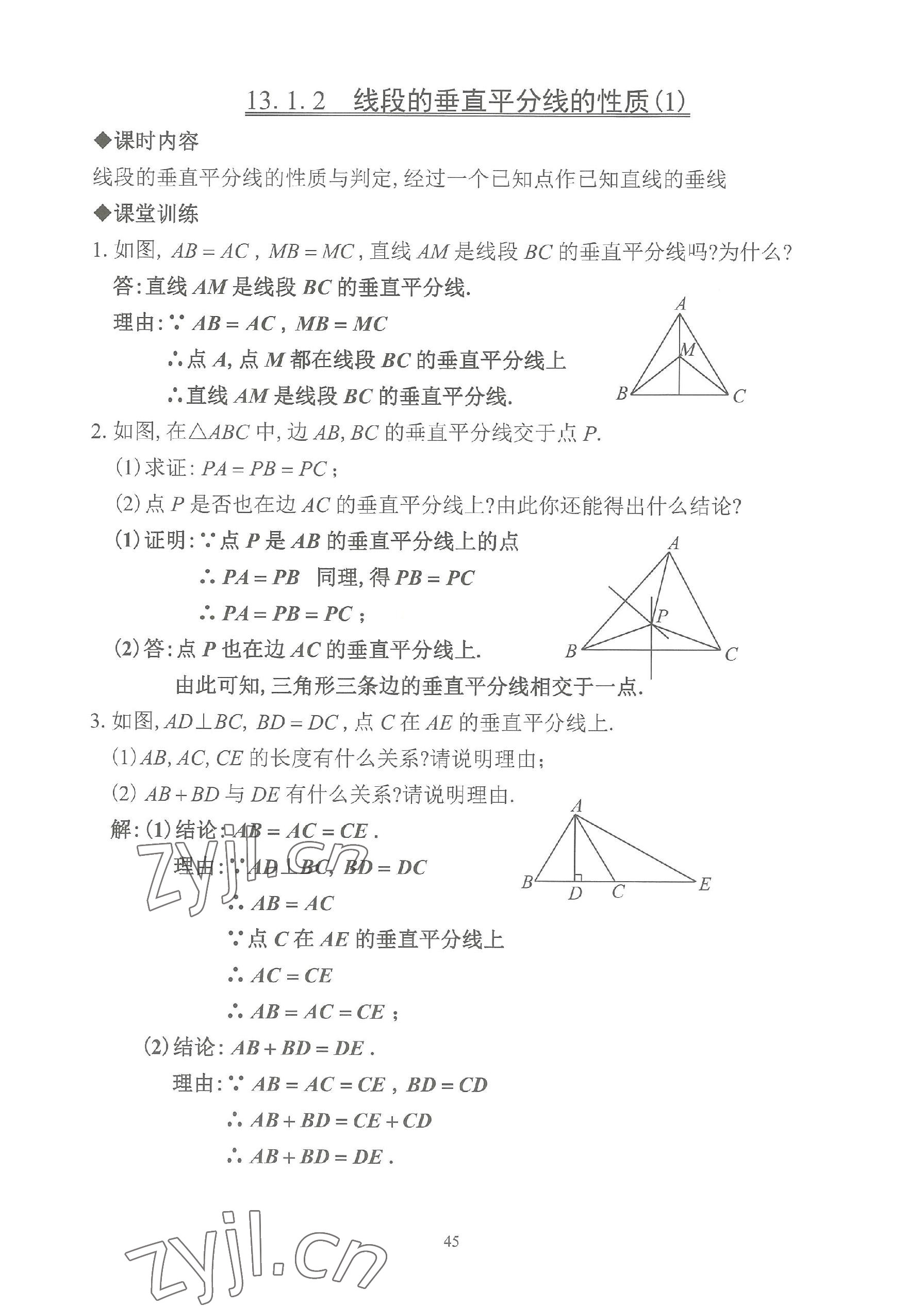 2023年活页练习八年级数学上册人教版 参考答案第45页