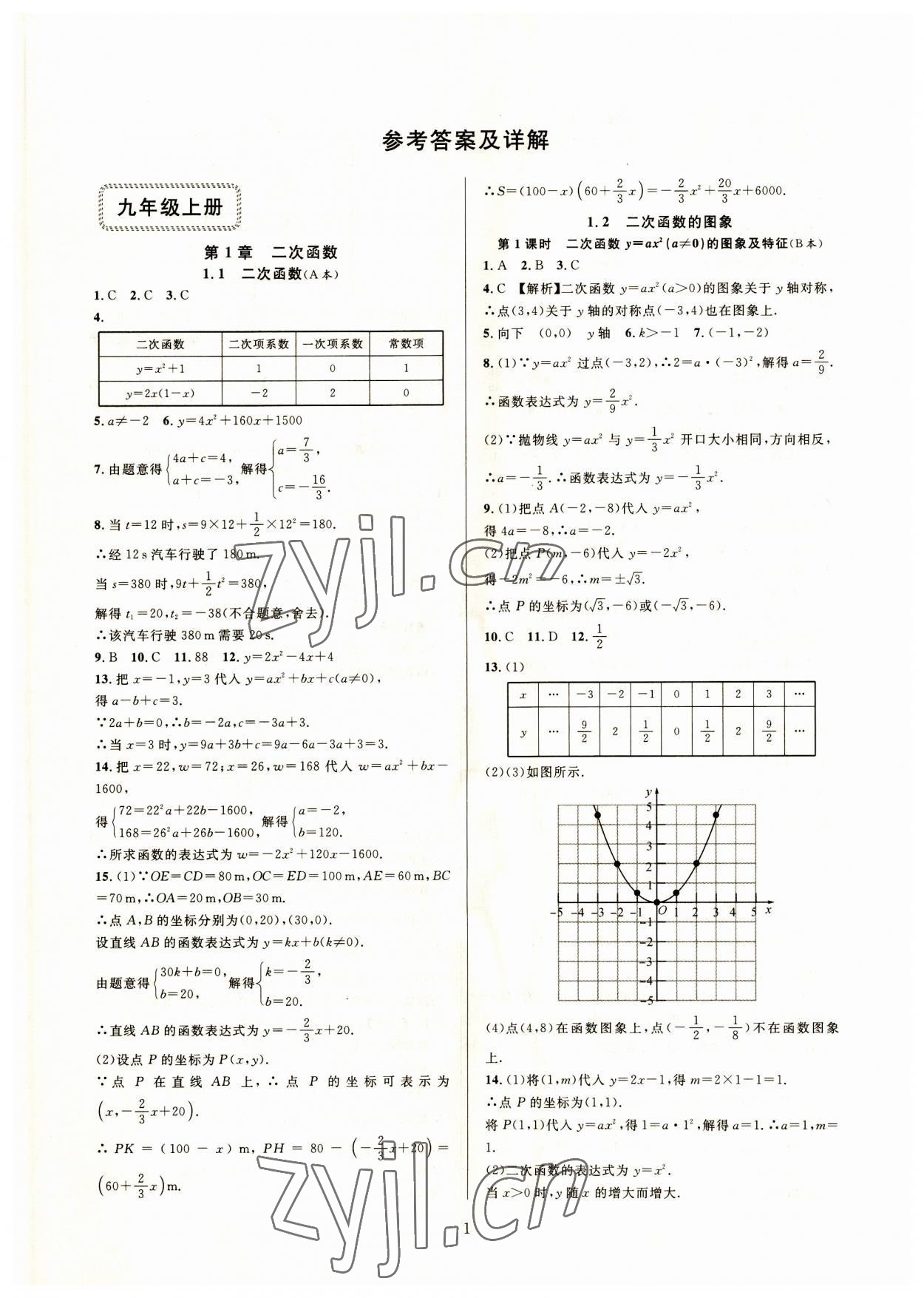 2023年全優(yōu)新同步九年級數(shù)學全一冊浙教版 參考答案第1頁