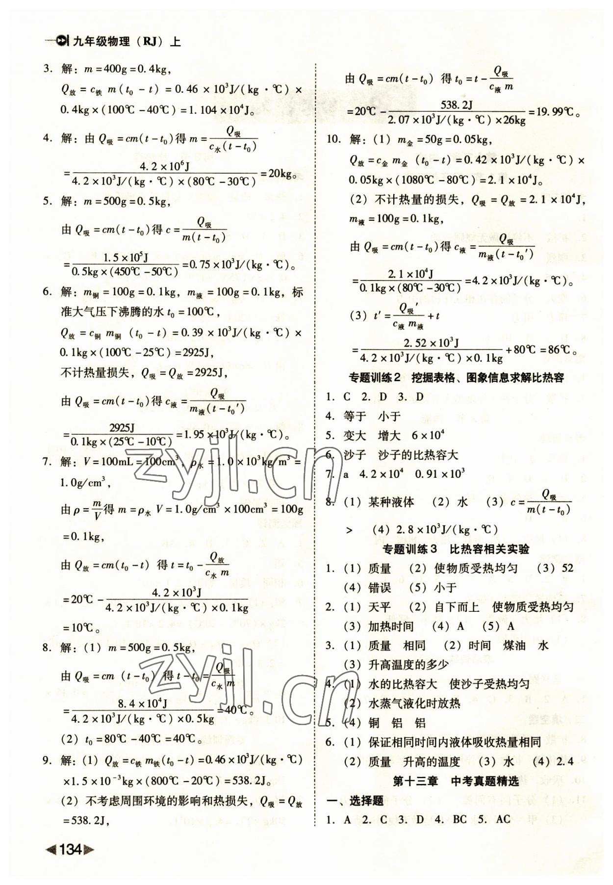 2023年胜券在握打好基础金牌作业本九年级物理上册人教版 第2页