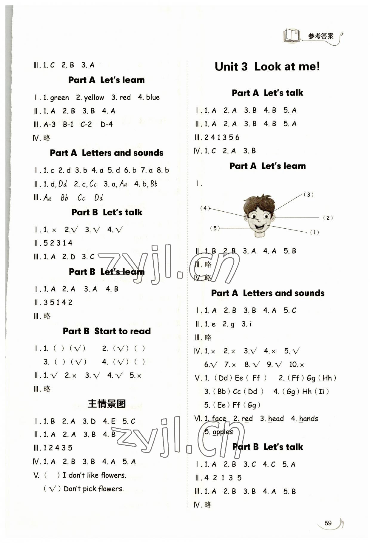 2023年小學同步練習冊三年級英語上冊人教版山東科學技術出版社 參考答案第2頁