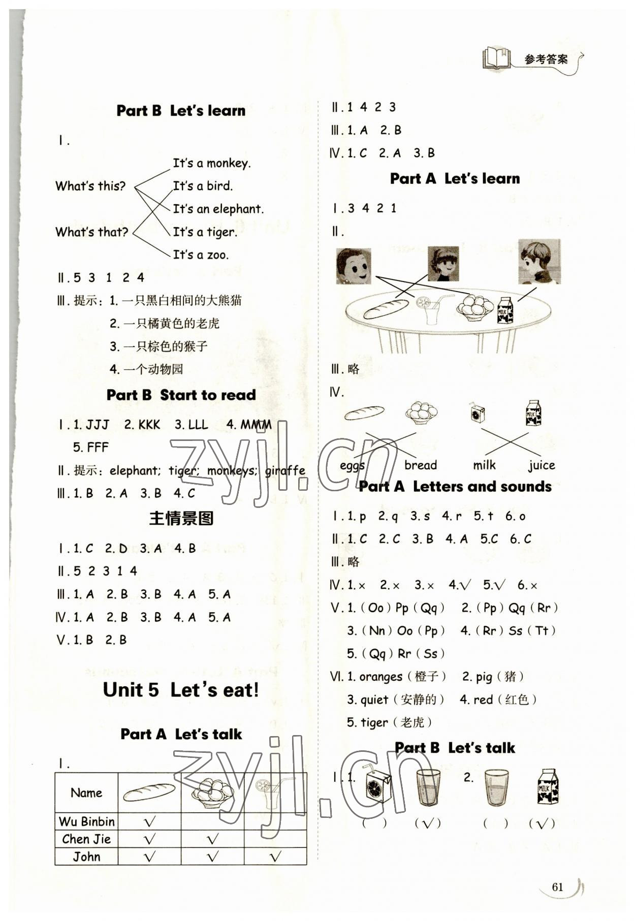 2023年小學同步練習冊三年級英語上冊人教版山東科學技術出版社 參考答案第4頁