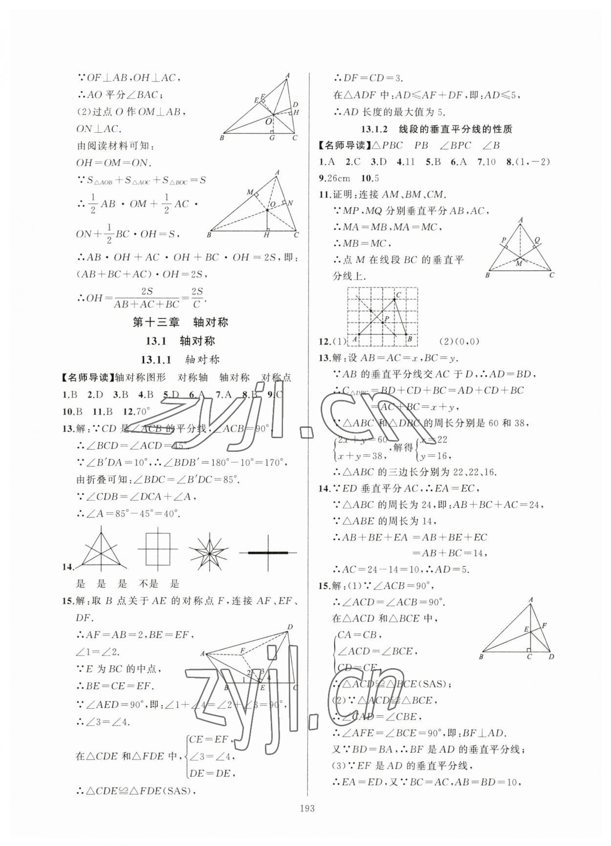 2023年高手點(diǎn)題八年級數(shù)學(xué)上冊人教版 參考答案第7頁