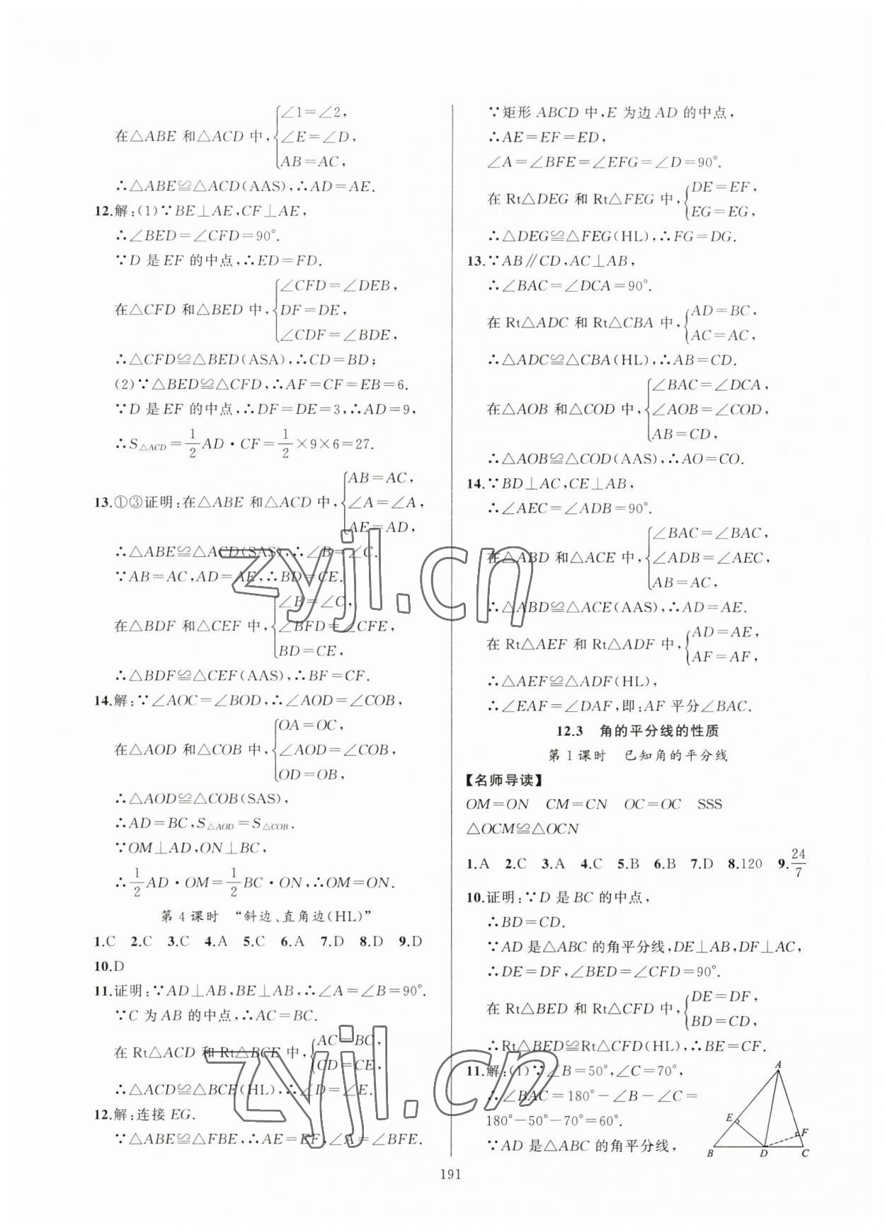 2023年高手點(diǎn)題八年級(jí)數(shù)學(xué)上冊人教版 參考答案第5頁