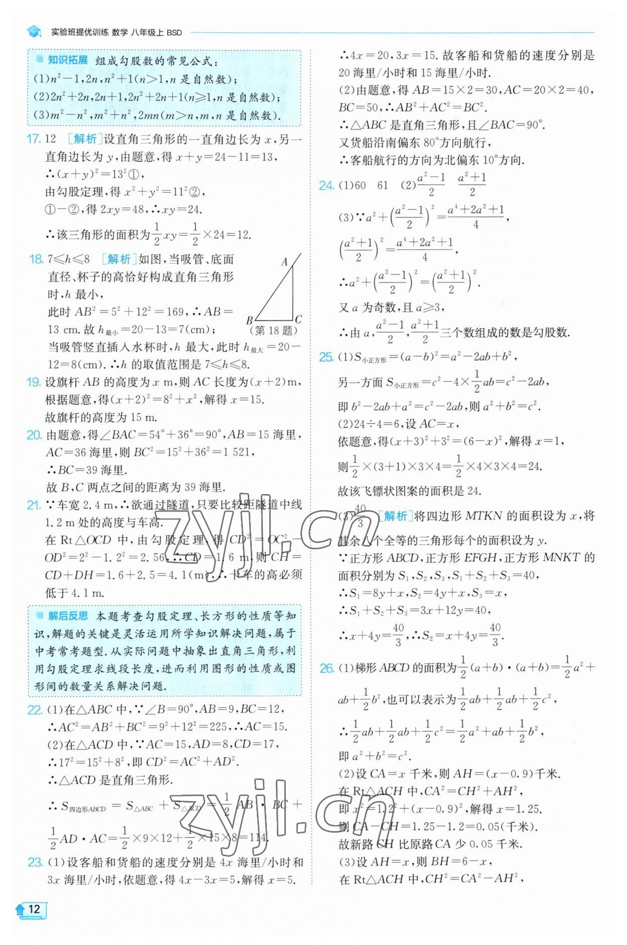 2023年實(shí)驗(yàn)班提優(yōu)訓(xùn)練八年級(jí)數(shù)學(xué)上冊(cè)北師大版 第12頁(yè)