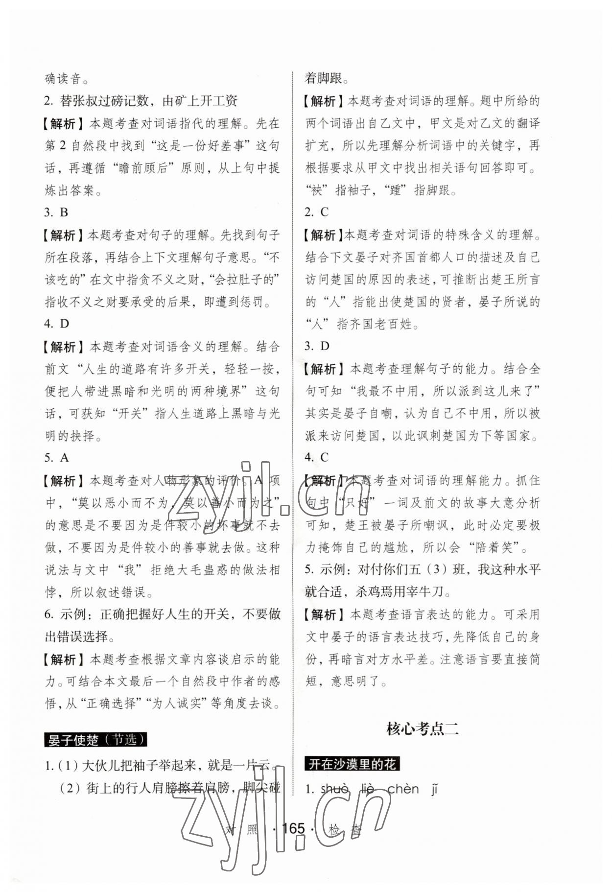 2023年小學(xué)語(yǔ)文考試閱讀真題精選專(zhuān)練詳解五年級(jí) 參考答案第2頁(yè)