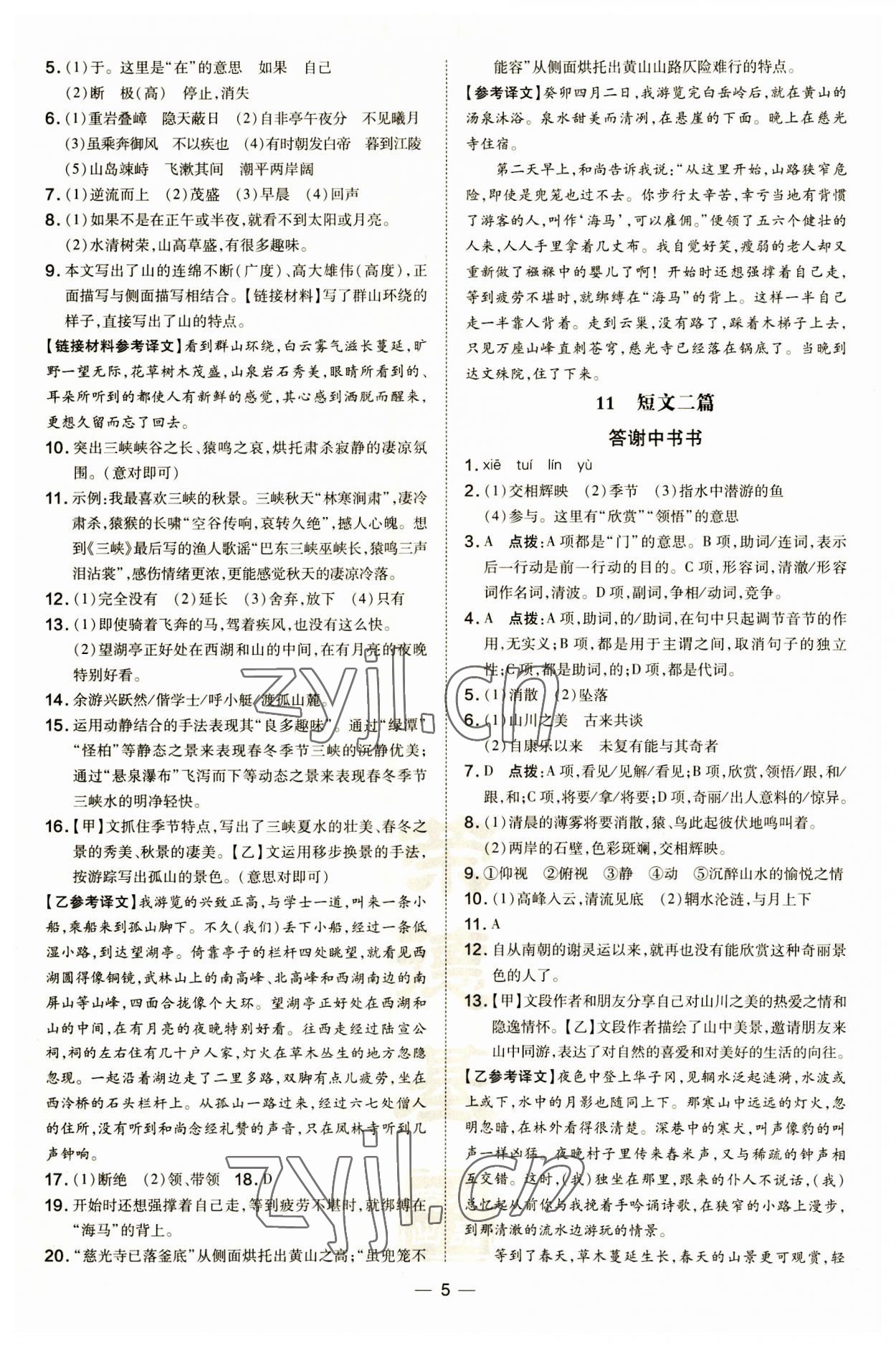 2023年點(diǎn)撥訓(xùn)練八年級(jí)語文上冊(cè)人教版 第5頁(yè)