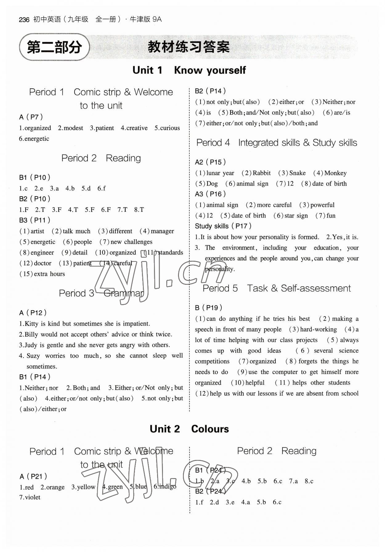 2023年教材課本九年級(jí)英語(yǔ)上冊(cè)譯林版 參考答案第1頁(yè)