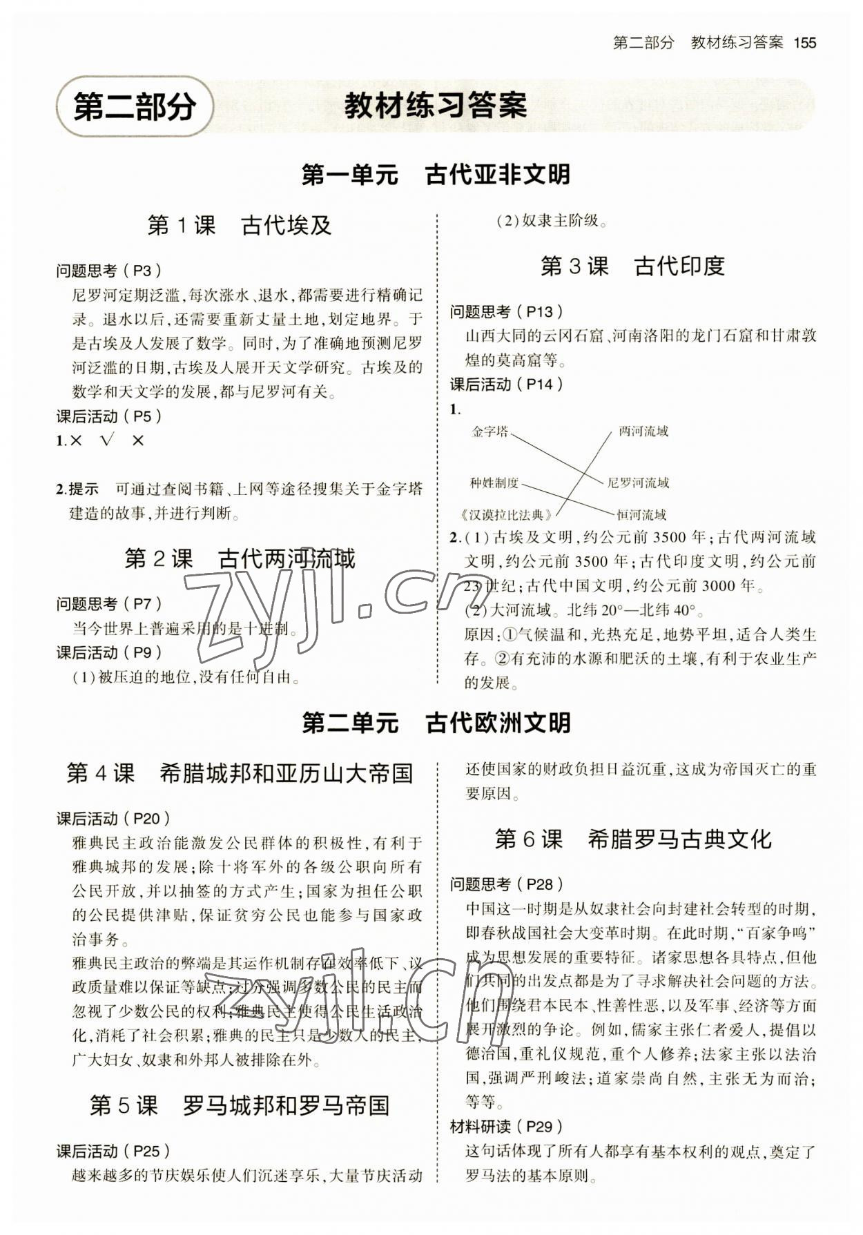 2023年教材課本九年級歷史上冊人教版 參考答案第1頁