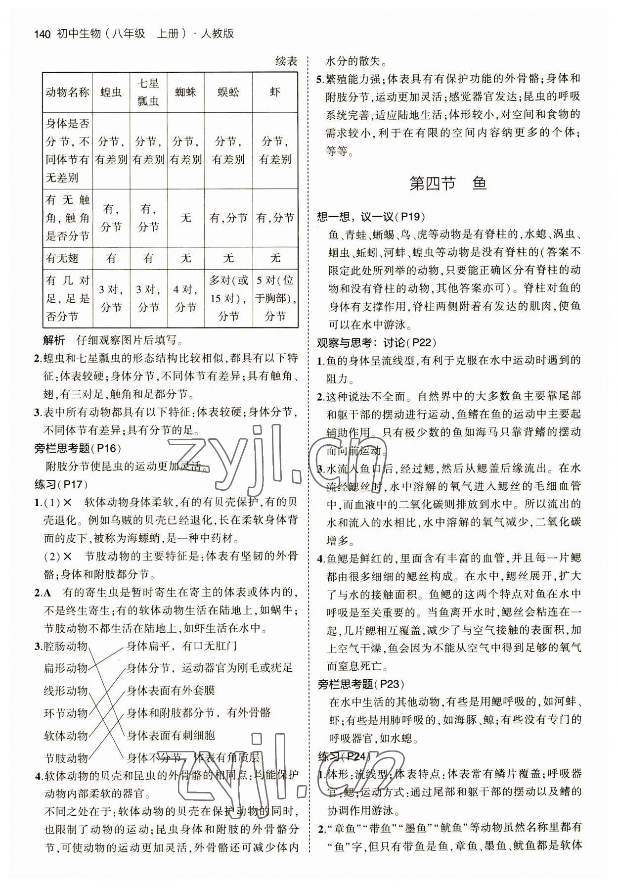 2023年教材課本八年級(jí)生物上冊(cè)人教版 參考答案第2頁(yè)