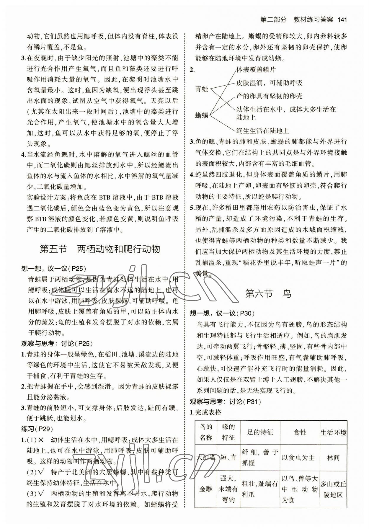 2023年教材課本八年級生物上冊人教版 參考答案第3頁