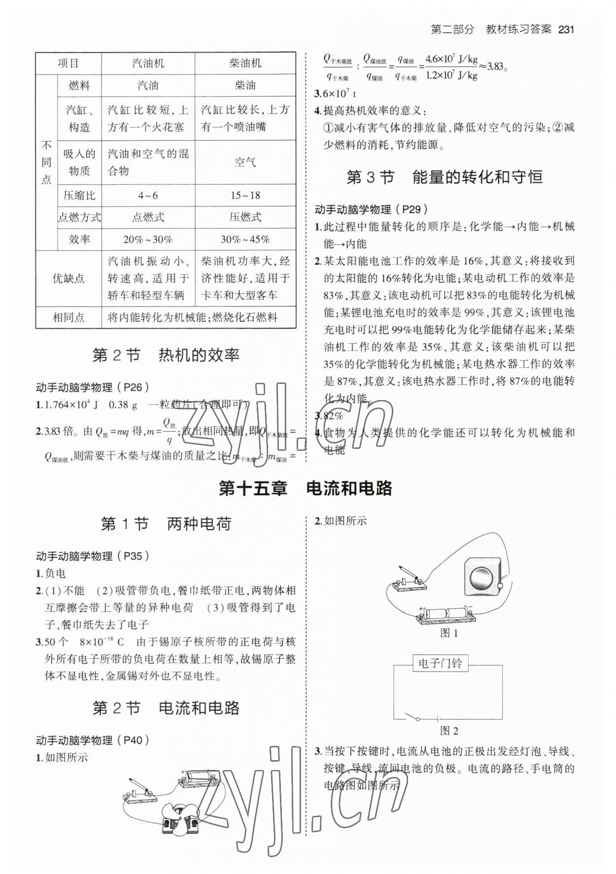 2023年教材課本九年級物理全一冊人教版 參考答案第2頁