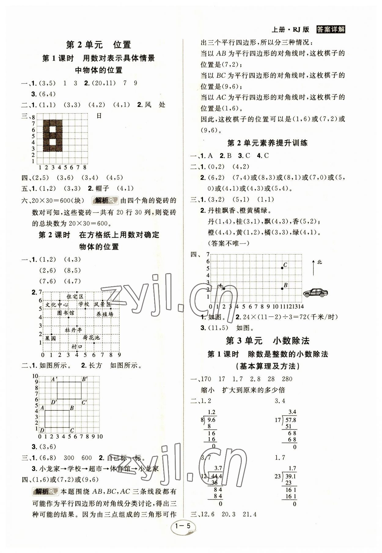 2023年龍門(mén)之星五年級(jí)數(shù)學(xué)上冊(cè)人教版 參考答案第5頁(yè)