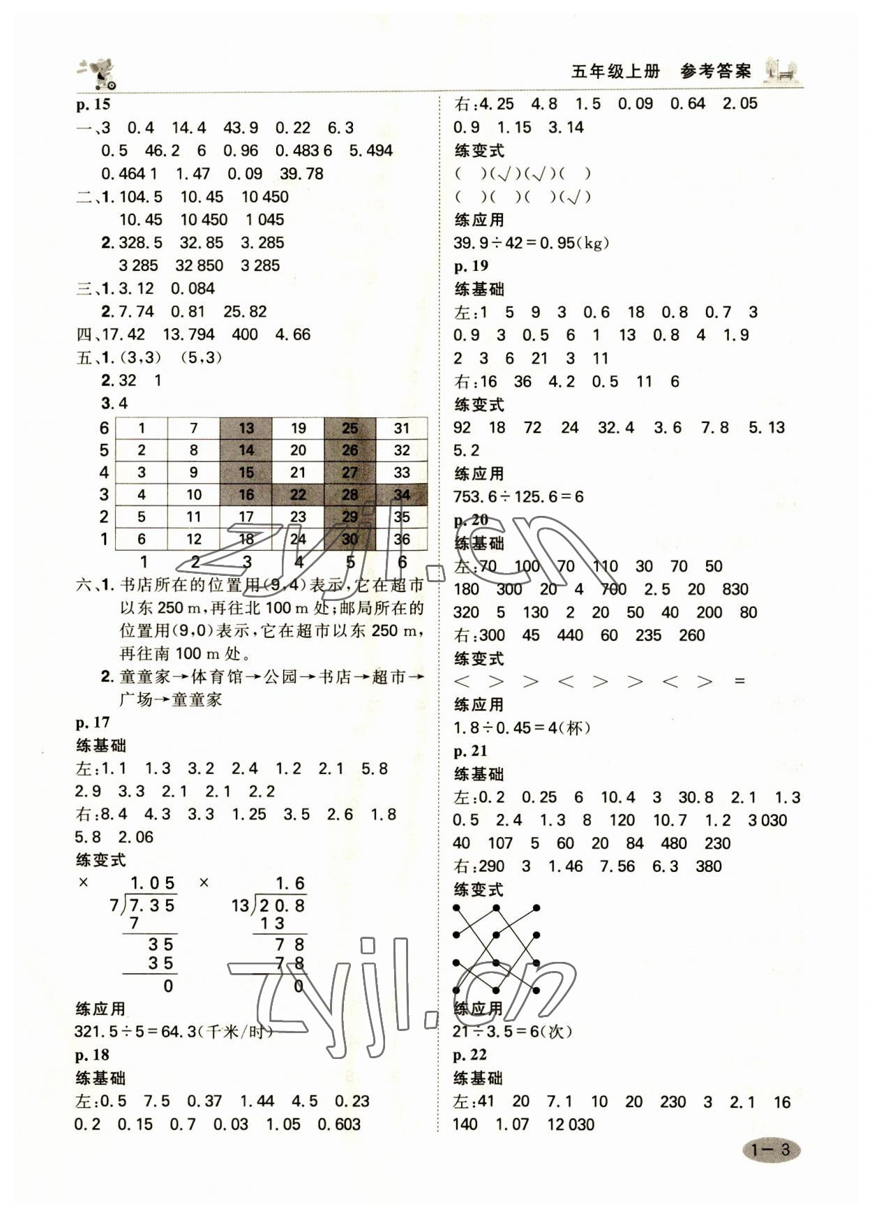 2023年口算神童五年級數(shù)學(xué)上冊人教版 參考答案第3頁