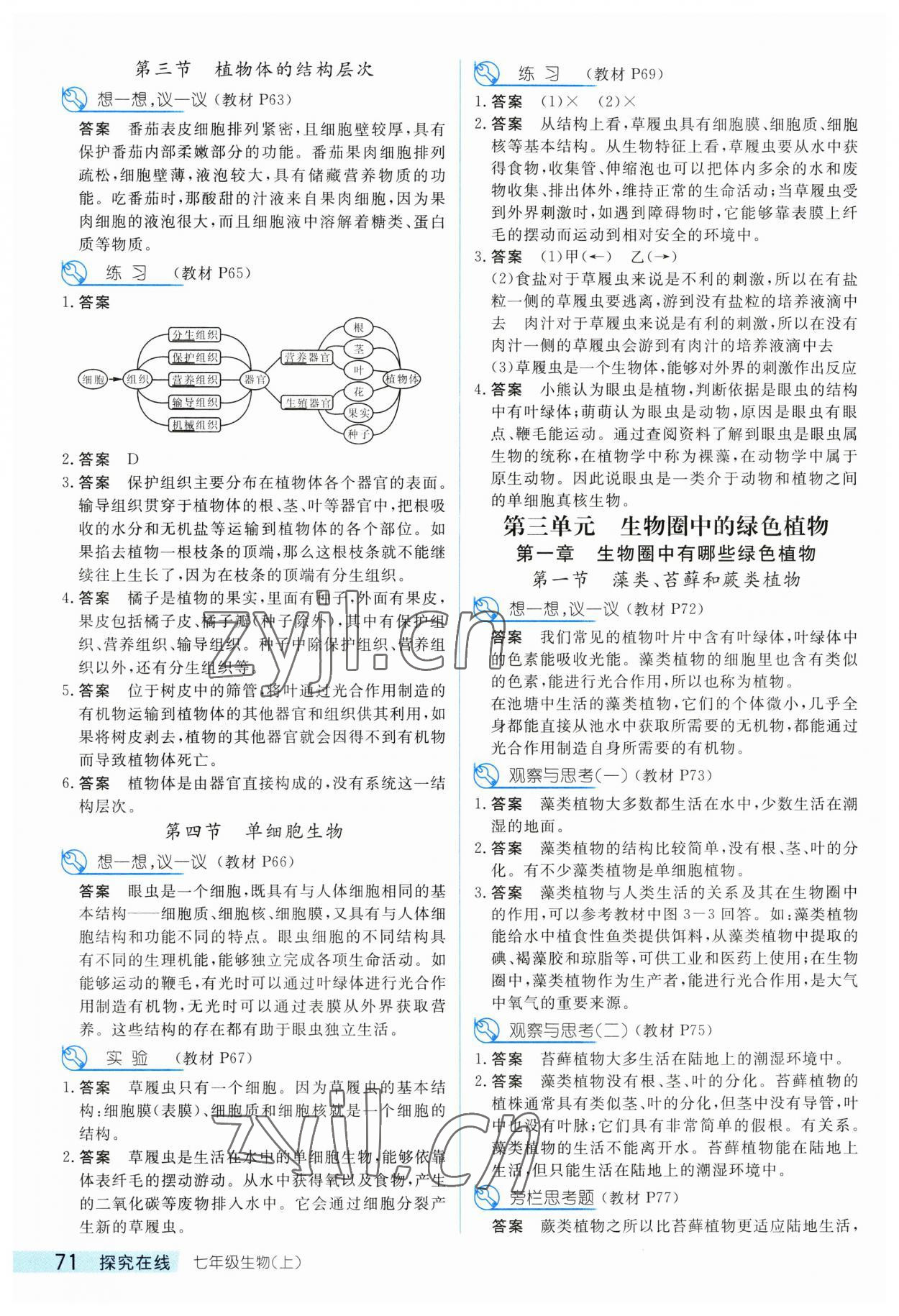 2023年探究在線高效課堂七年級生物上冊人教版 第5頁