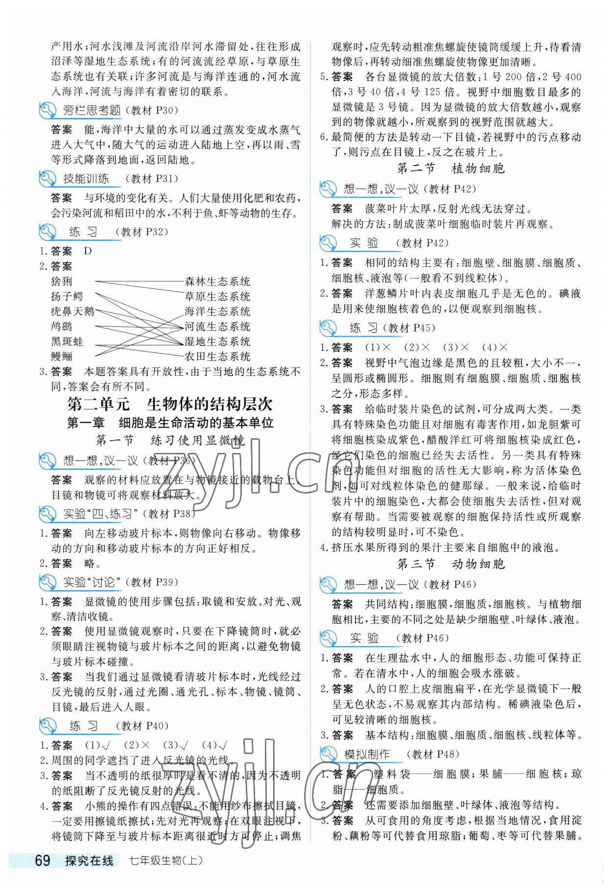 2023年探究在線高效課堂七年級生物上冊人教版 第3頁