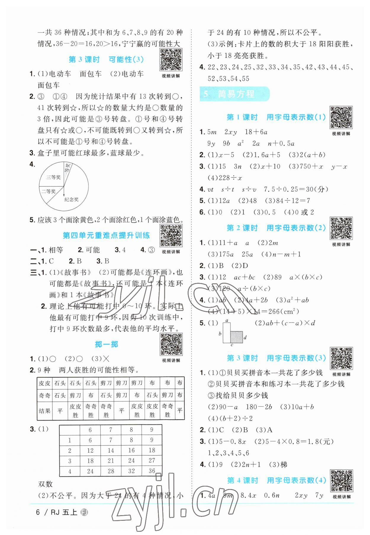 2023年阳光同学课时优化作业五年级数学上册人教版福建专版 第6页