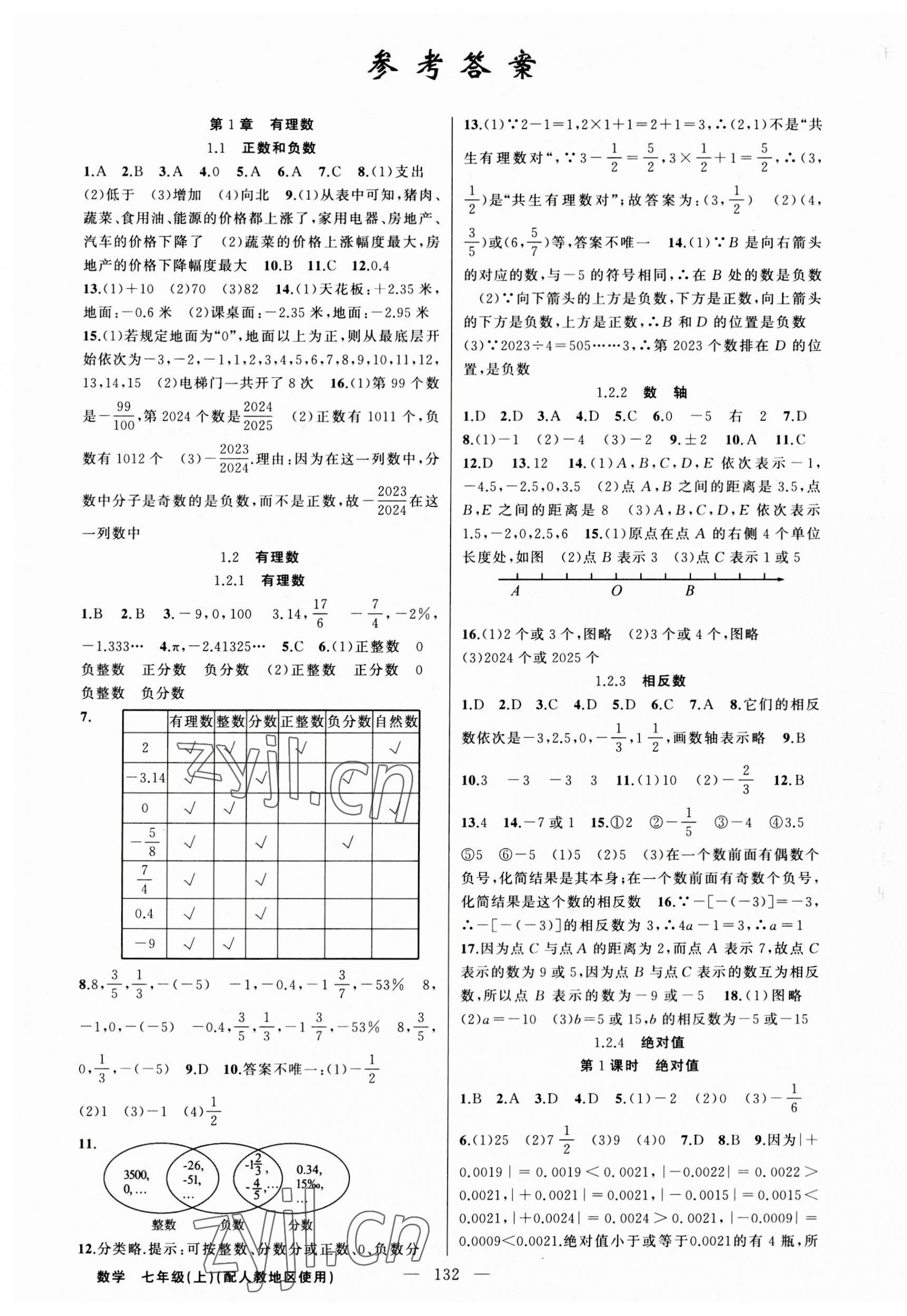 2023年原创新课堂七年级数学上册人教版 第1页