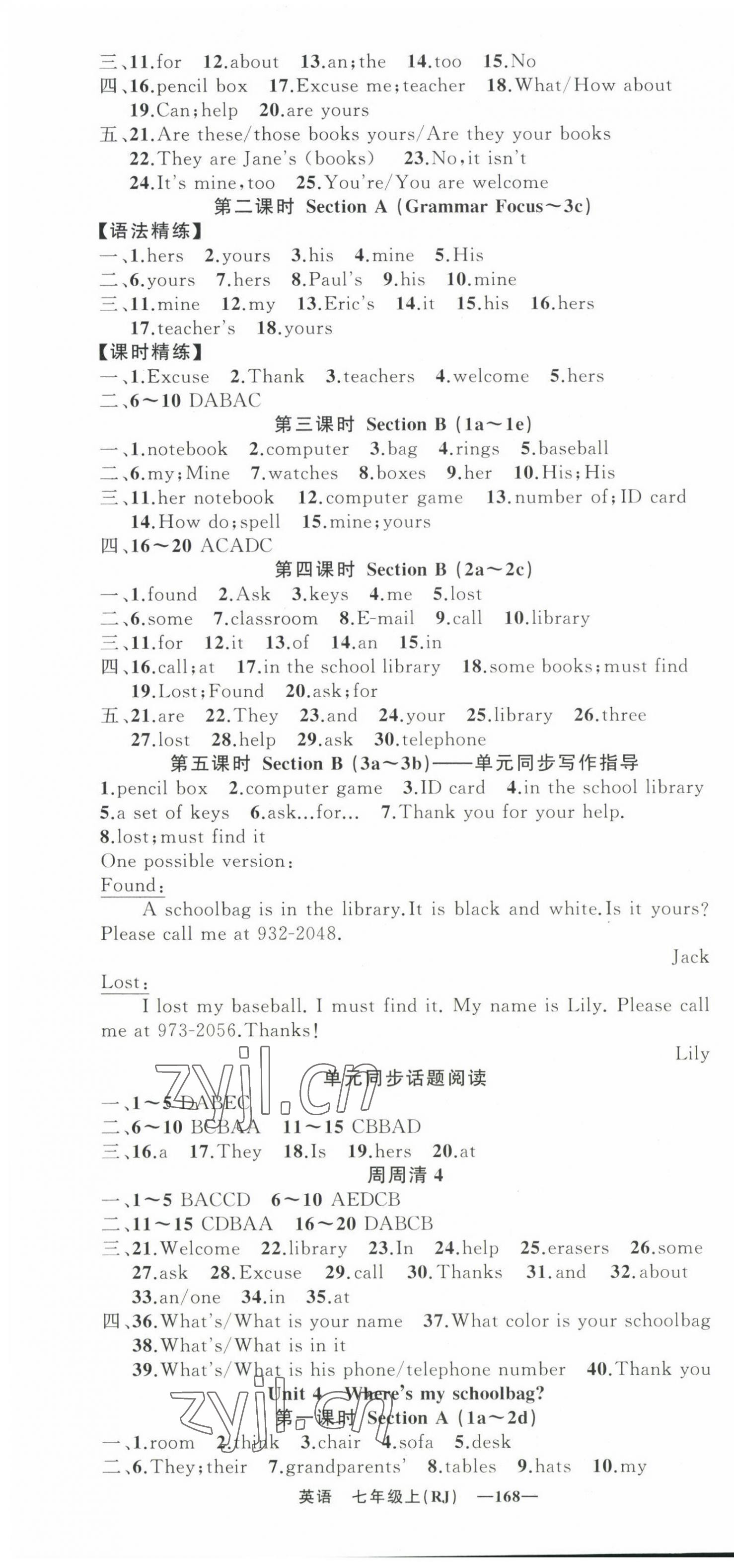 2023年四清導(dǎo)航七年級英語上冊人教版河南專版 第4頁