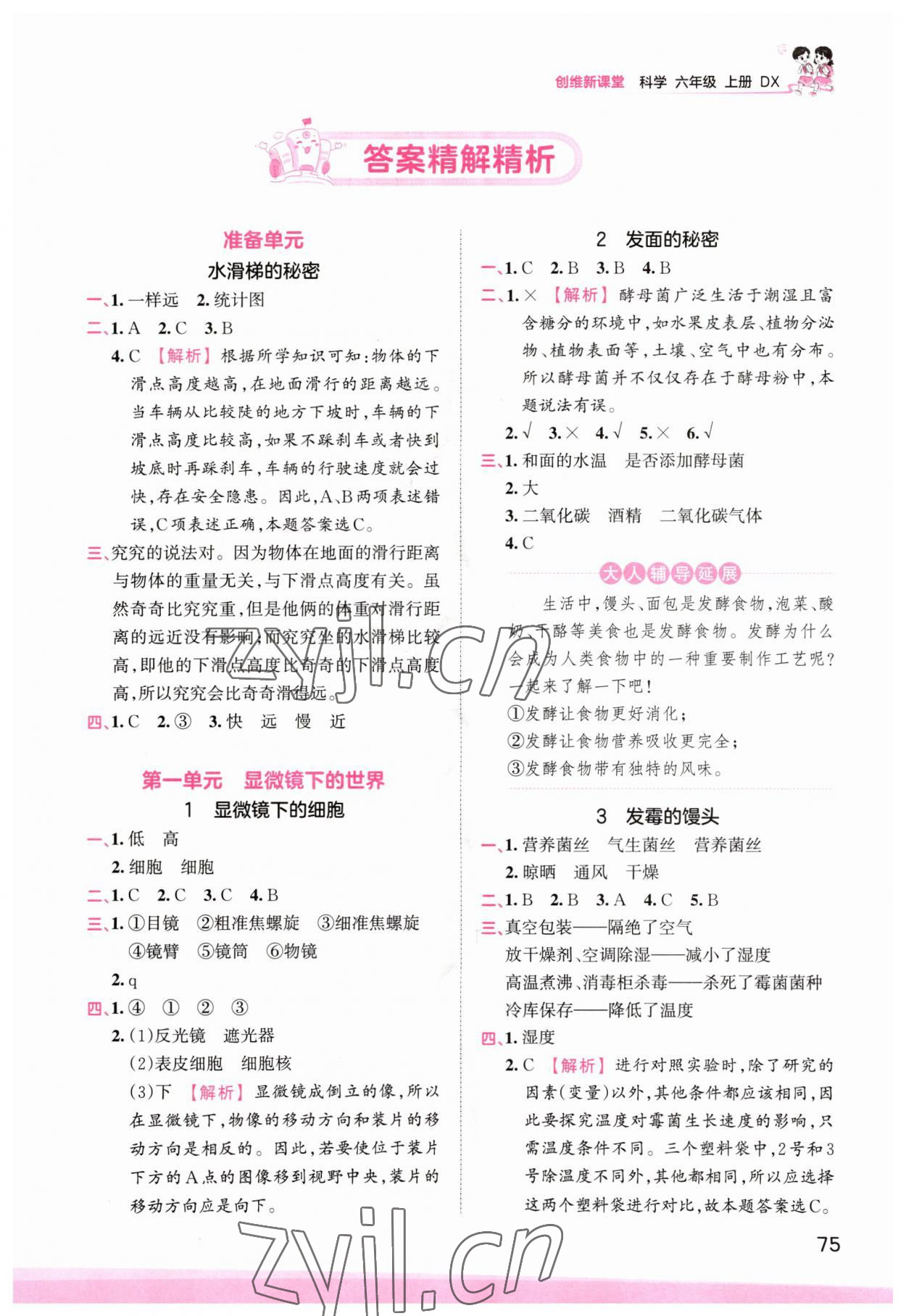 2023年創(chuàng)維新課堂六年級(jí)科學(xué)上冊(cè)大象版 參考答案第1頁(yè)