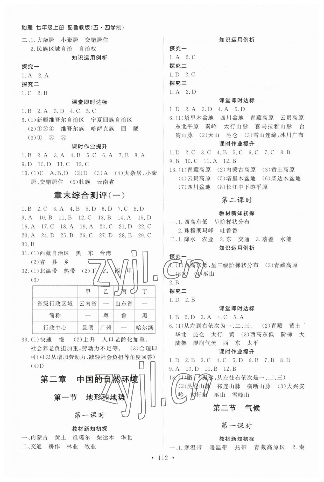 2023年初中同步練習(xí)冊七年級地理上冊魯教版54制山東人民出版社 第2頁