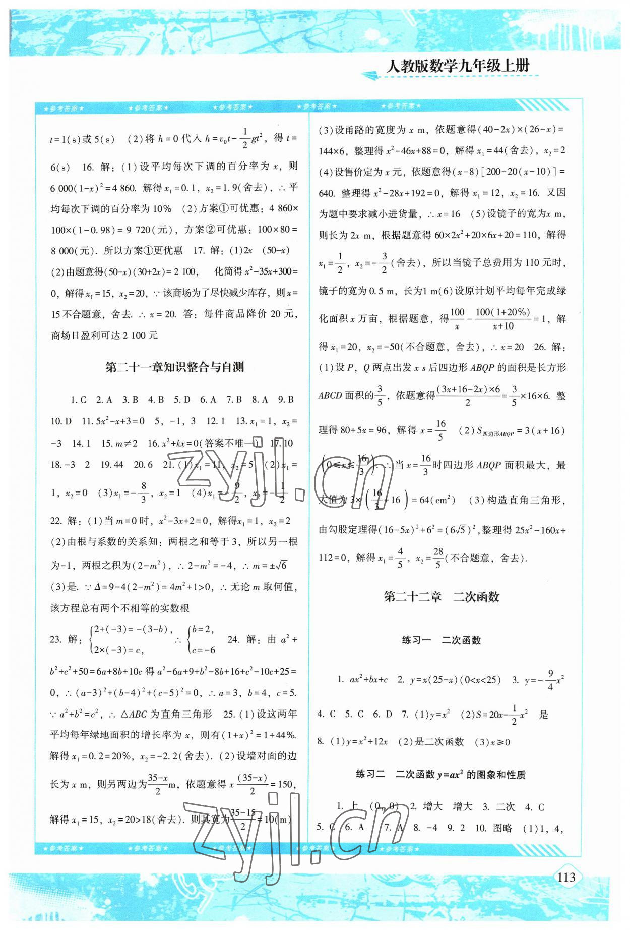 2023年同步实践评价课程基础训练九年级数学上册人教版 第3页