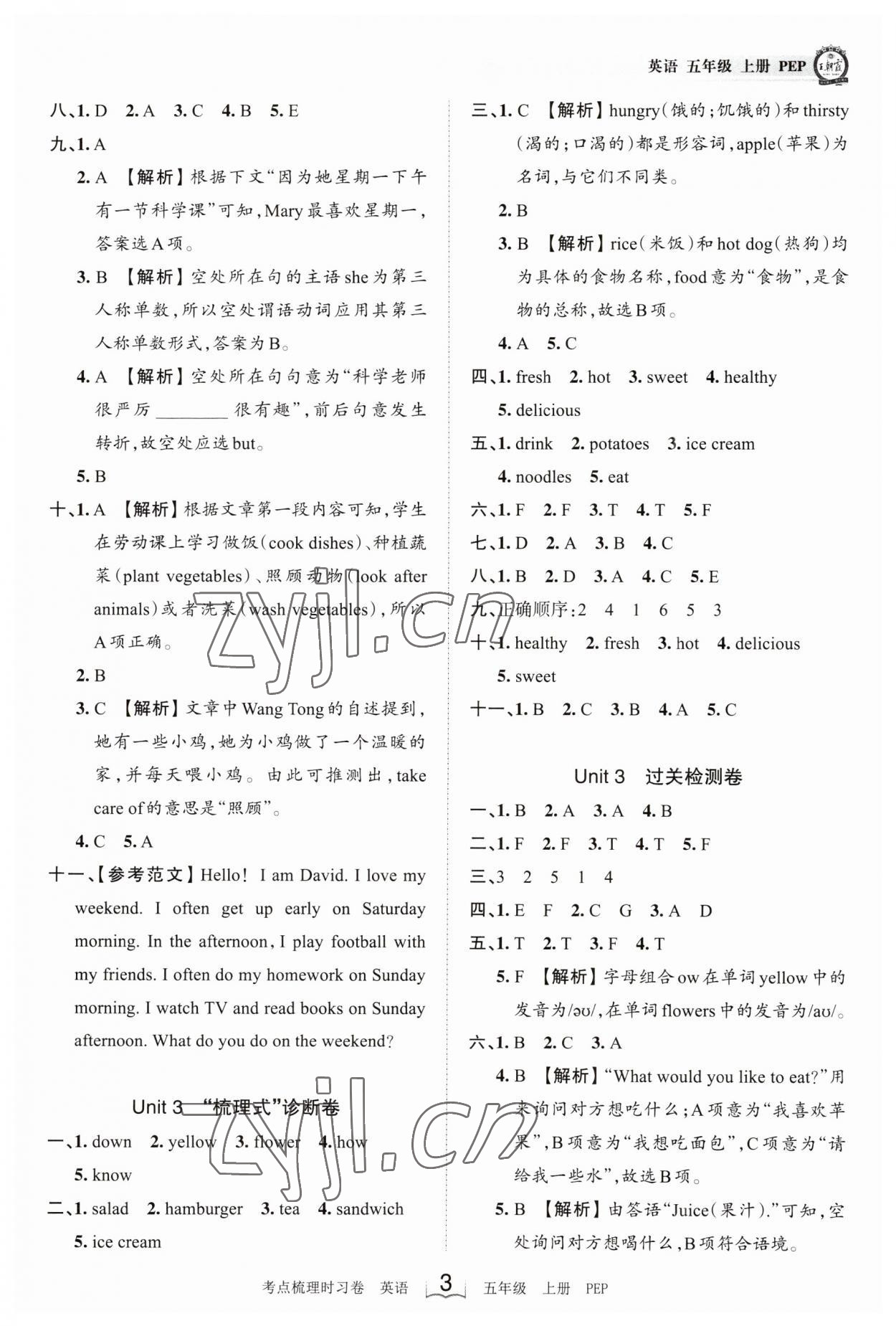 2023年王朝霞考點梳理時習卷五年級英語上冊人教版 第3頁