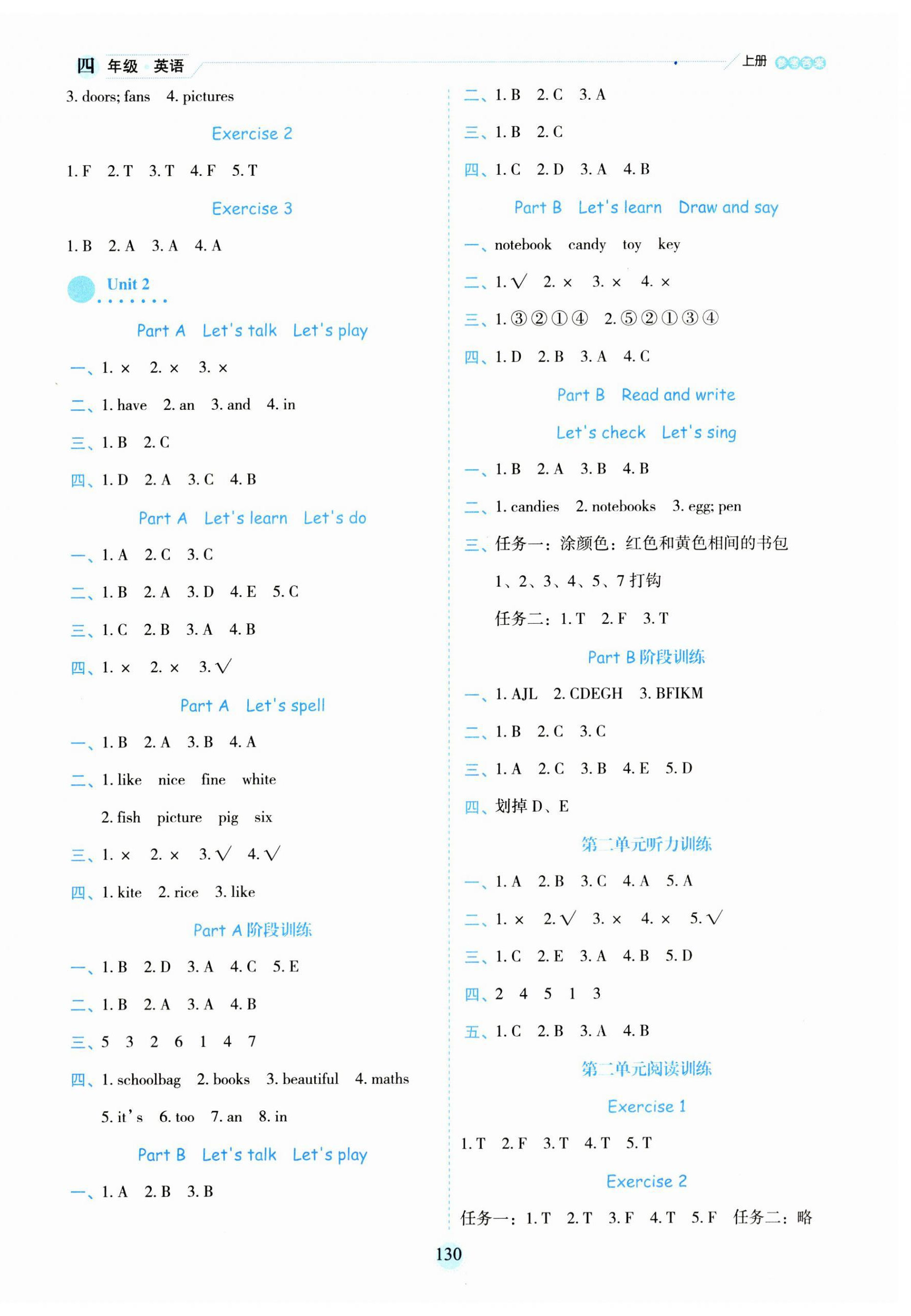 2023年優(yōu)秀生作業(yè)本四年級(jí)英語(yǔ)上冊(cè)人教版 參考答案第2頁(yè)