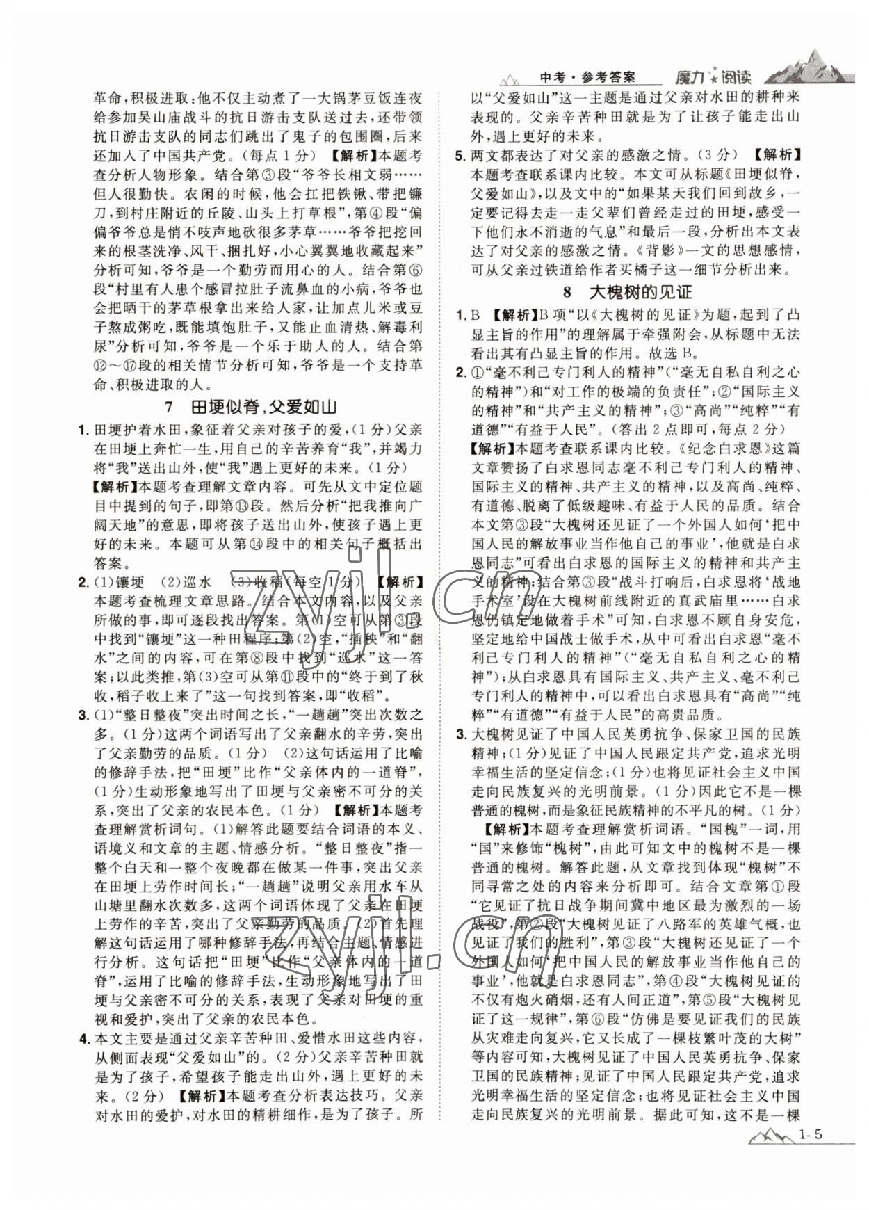 2023年魔力閱讀初中語(yǔ)文課外閱讀一本通九年級(jí)人教版 參考答案第4頁(yè)