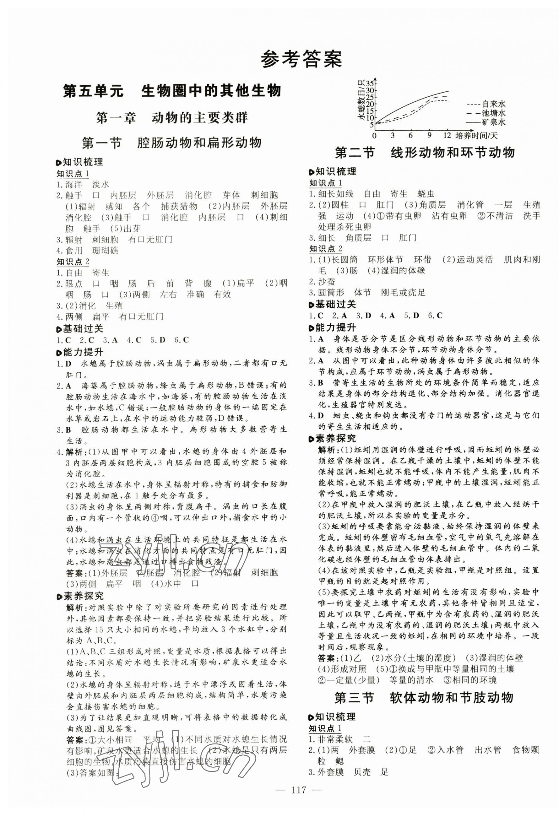 2023年練案八年級生物上冊人教版 參考答案第1頁