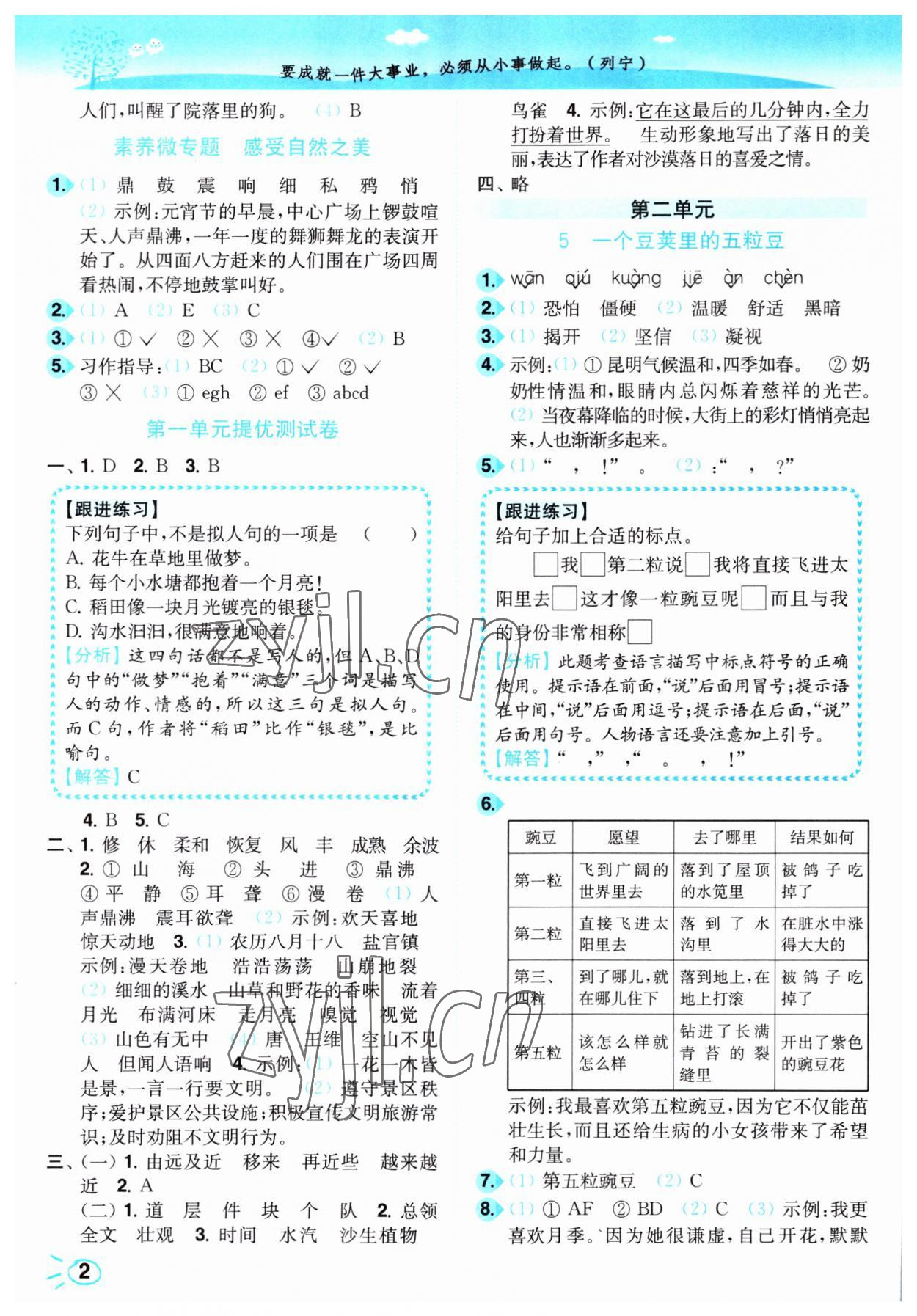 2023年小题狂做培优作业本四年级语文上册人教版 第2页