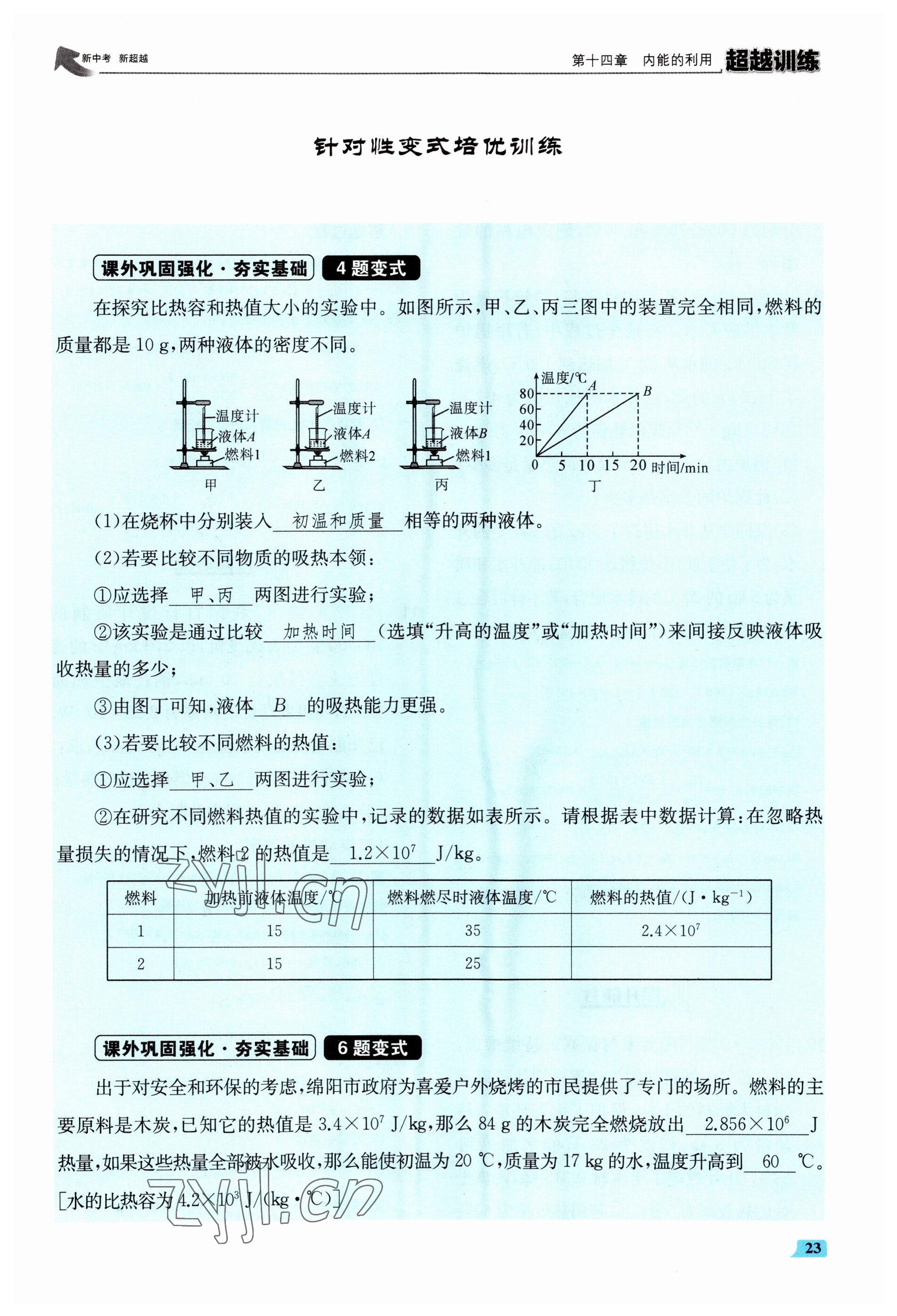 2023年超越訓練九年級物理全一冊人教版 參考答案第46頁