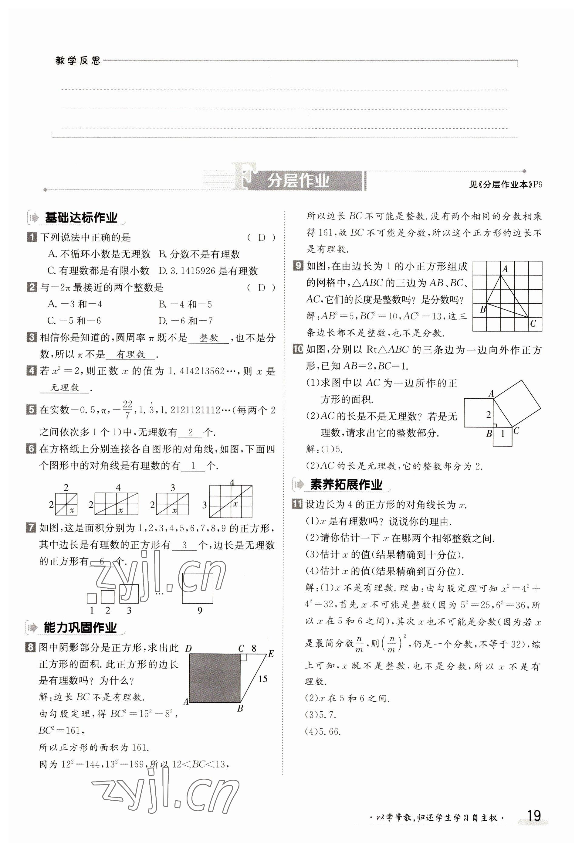 2023年金太陽導(dǎo)學(xué)案八年級數(shù)學(xué)上冊北師大版 參考答案第19頁