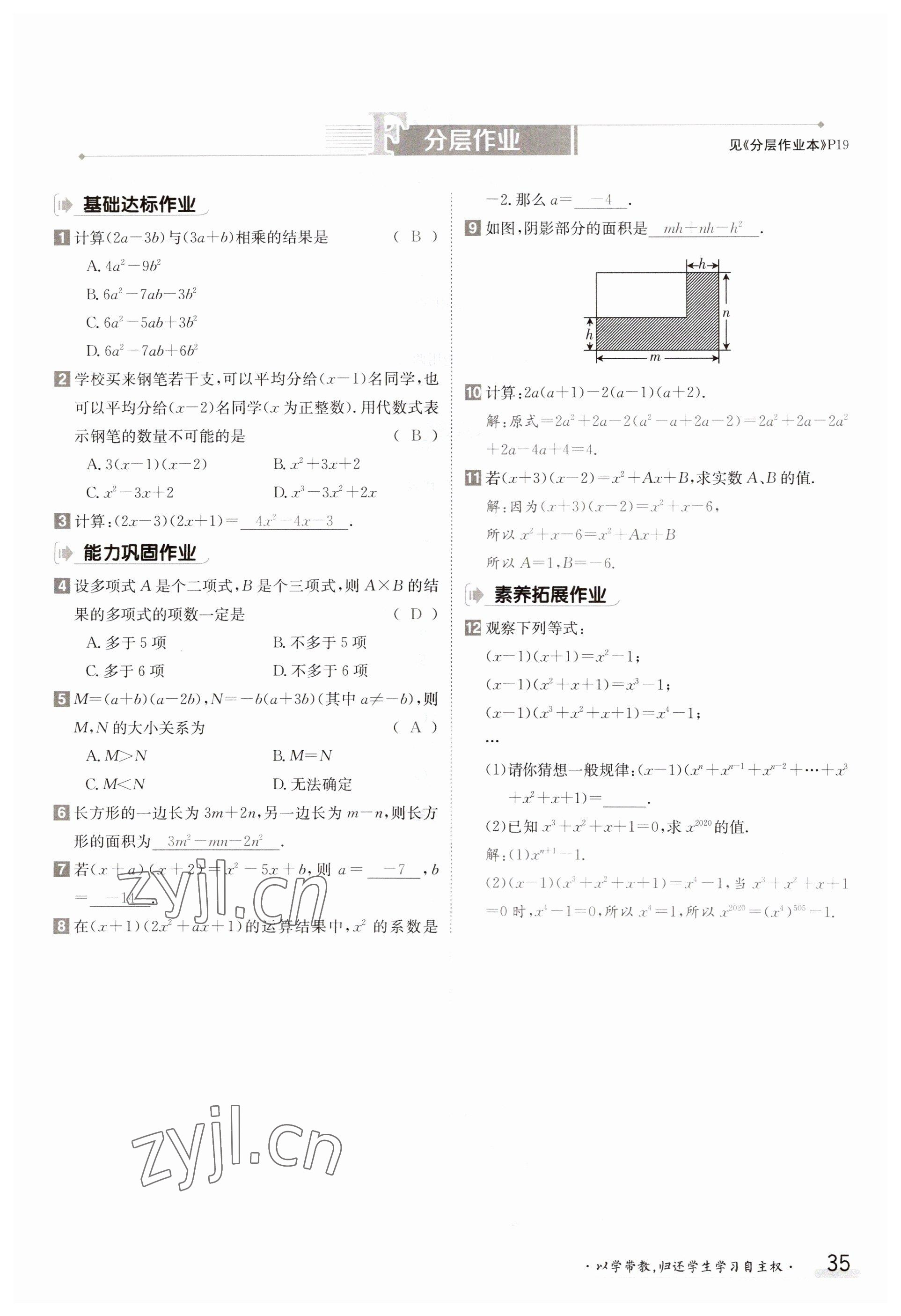 2023年金太阳导学案八年级数学上册华师大版 参考答案第35页