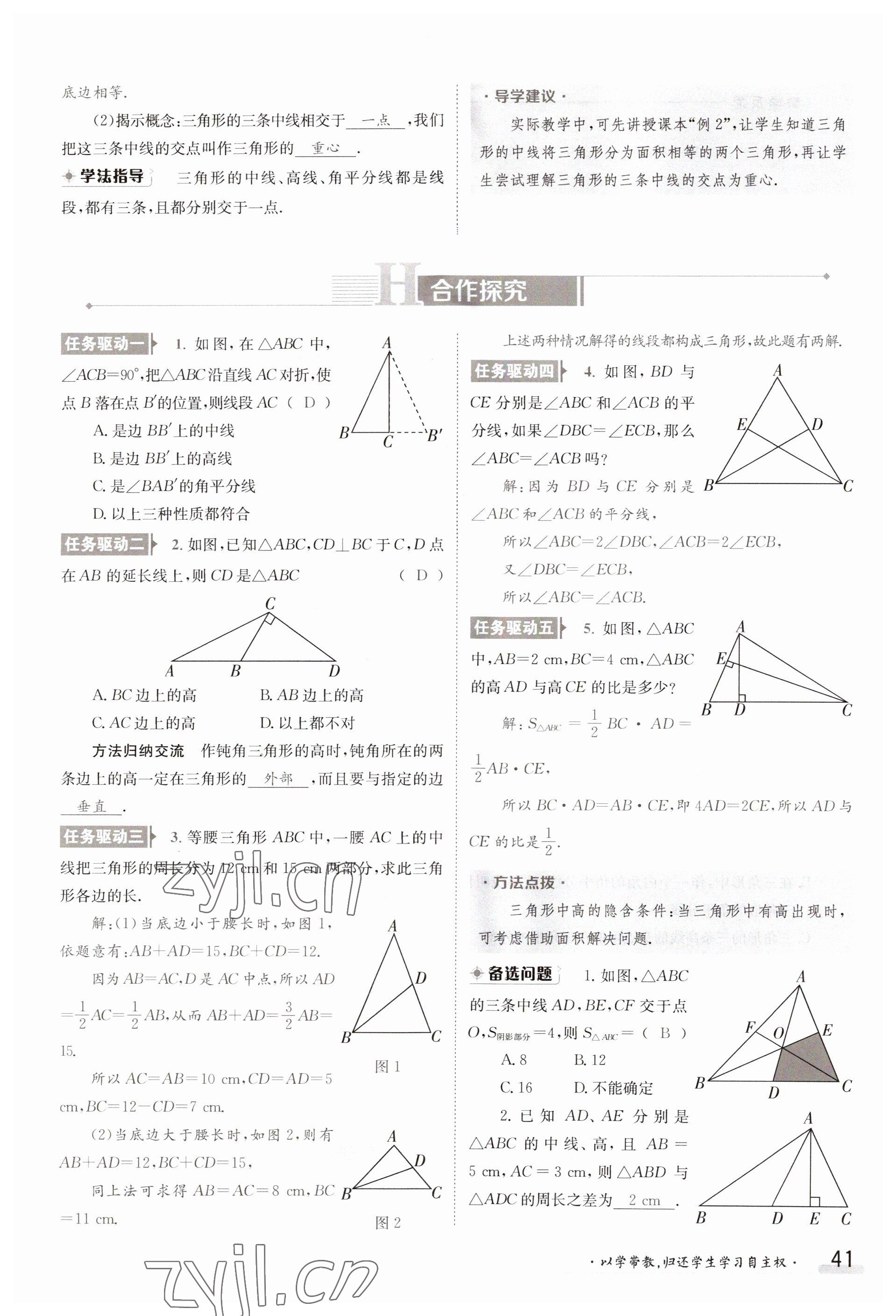 2023年金太陽導(dǎo)學(xué)案八年級數(shù)學(xué)上冊湘教版 參考答案第41頁