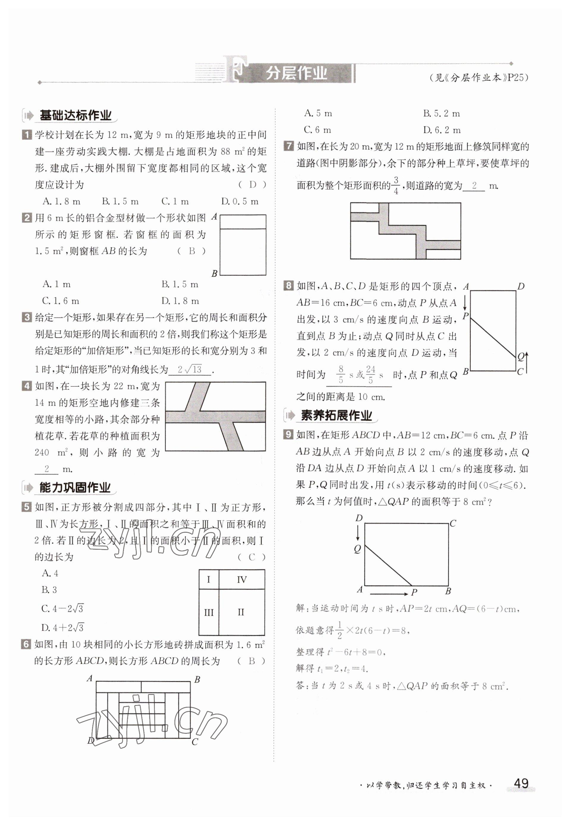 2023年金太阳导学案九年级数学湘教版 参考答案第49页