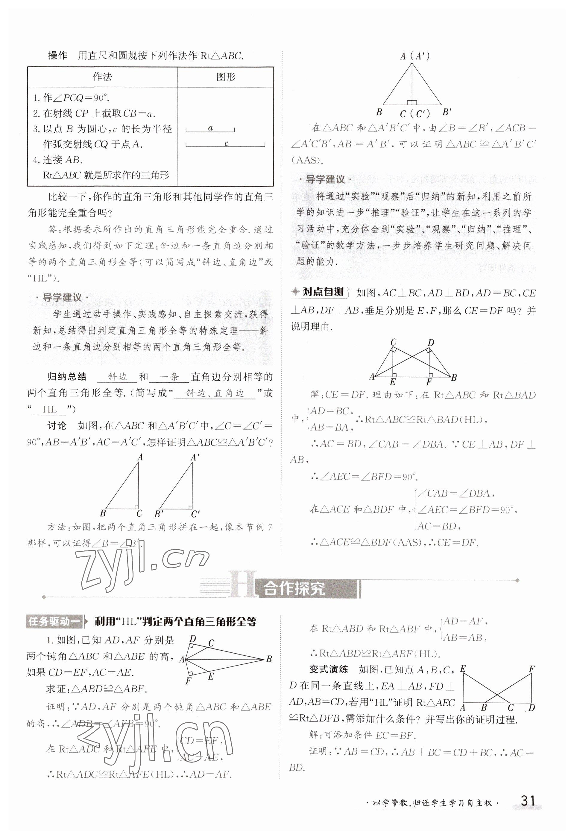 2023年金太陽導學案八年級數(shù)學上冊蘇科版 參考答案第31頁