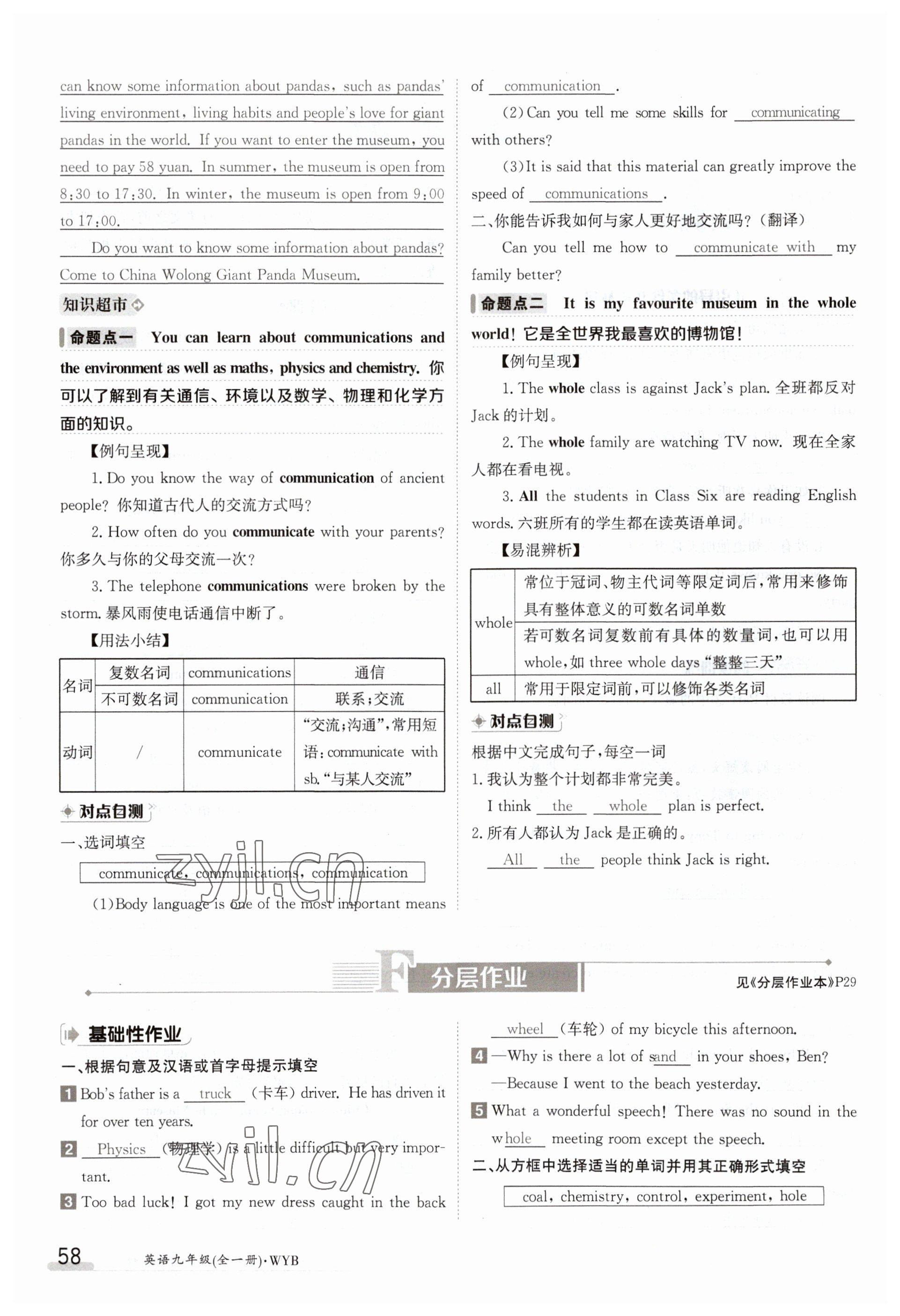 2023年金太阳导学案九年级英语外研版 参考答案第58页