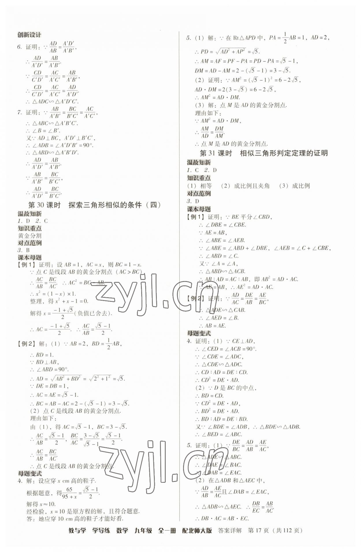 2023年教與學(xué)學(xué)導(dǎo)練九年級數(shù)學(xué)全一冊北師大版 第17頁