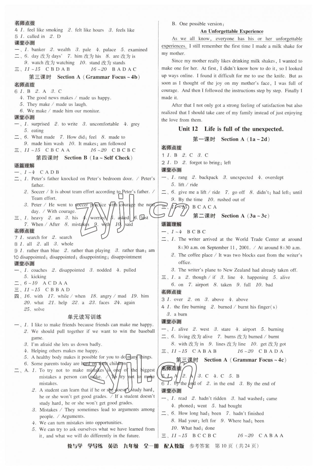 2023年教與學(xué)學(xué)導(dǎo)練九年級英語全一冊人教版 第10頁