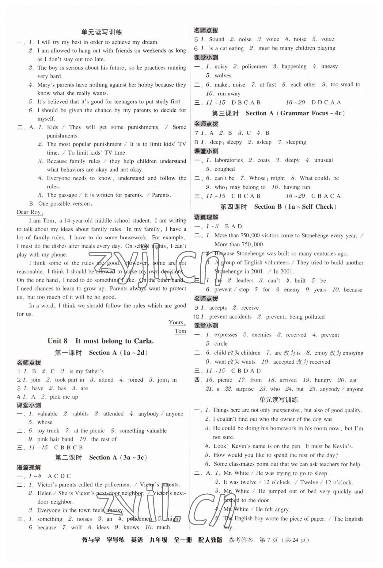 2023年教與學(xué)學(xué)導(dǎo)練九年級(jí)英語(yǔ)全一冊(cè)人教版 第7頁(yè)