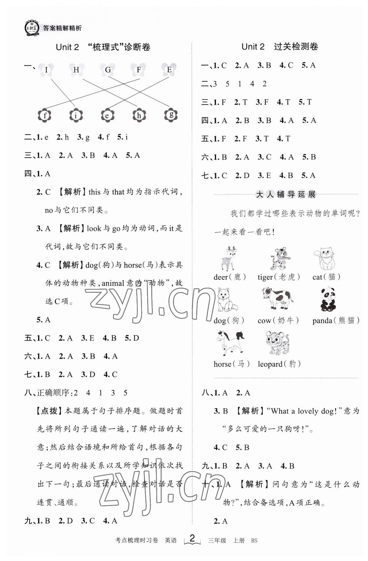 2023年王朝霞考點梳理時習(xí)卷三年級英語上冊北師大版 第2頁