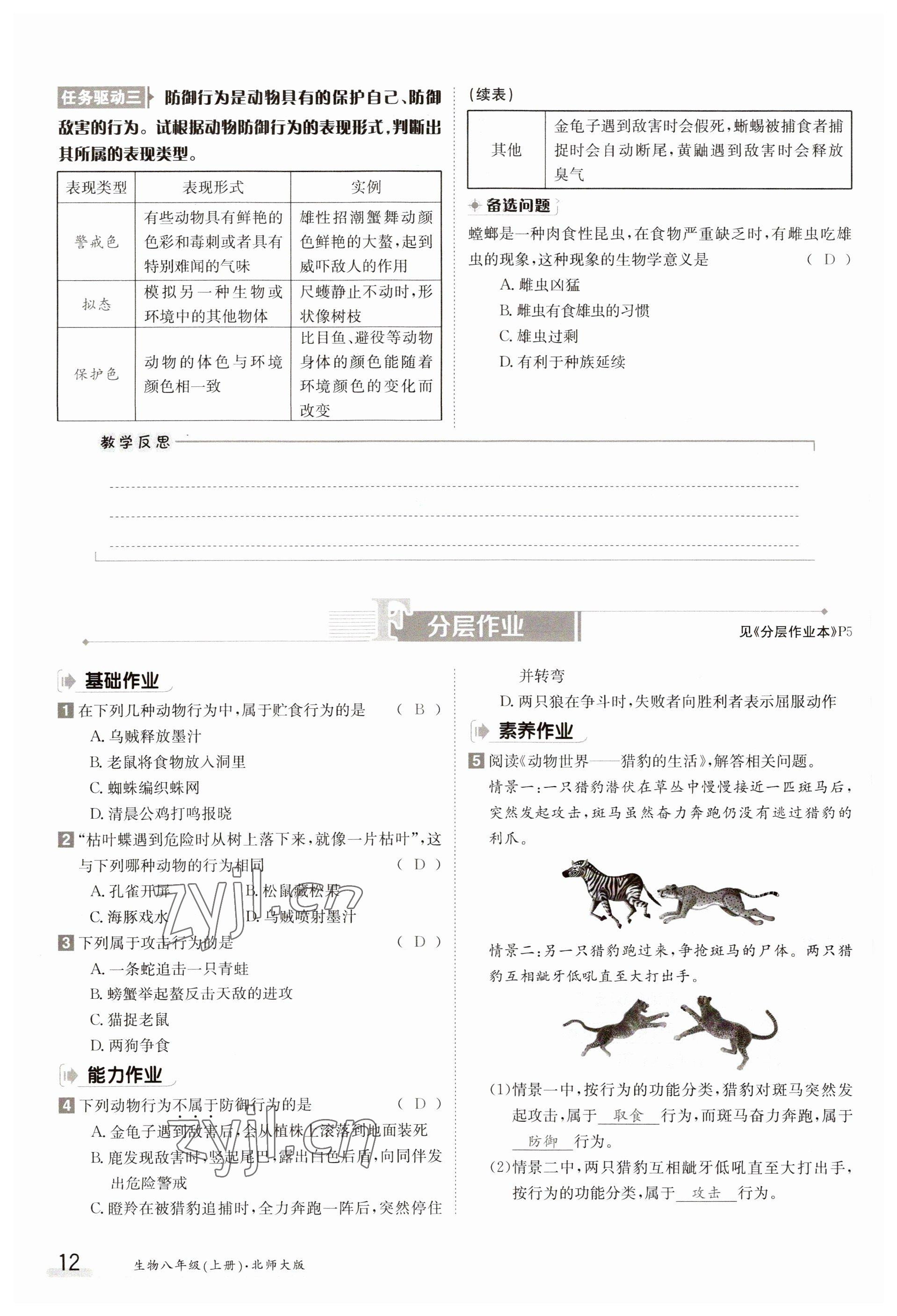 2023年金太阳导学案八年级生物上册北师大版 参考答案第12页