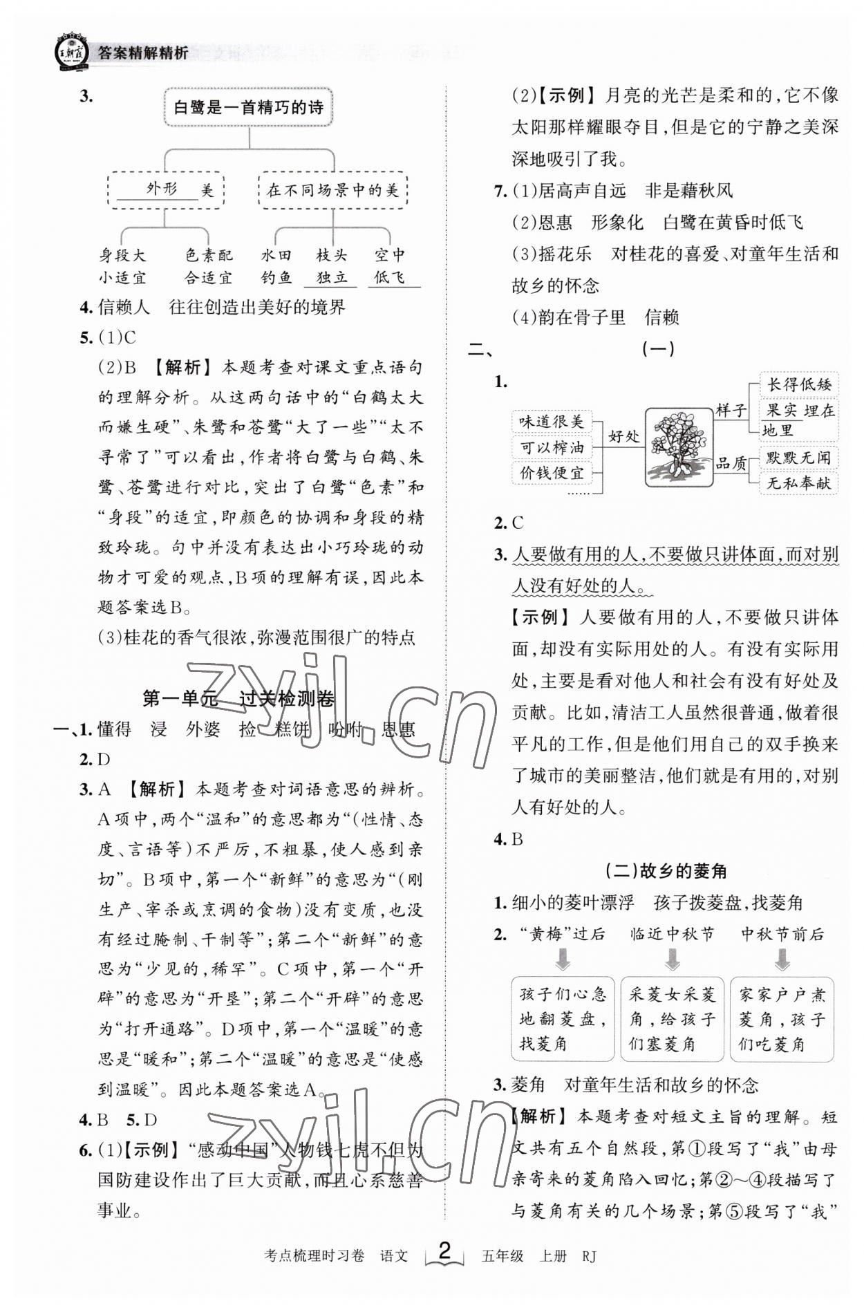 2023年王朝霞考点梳理时习卷五年级语文上册人教版 第2页