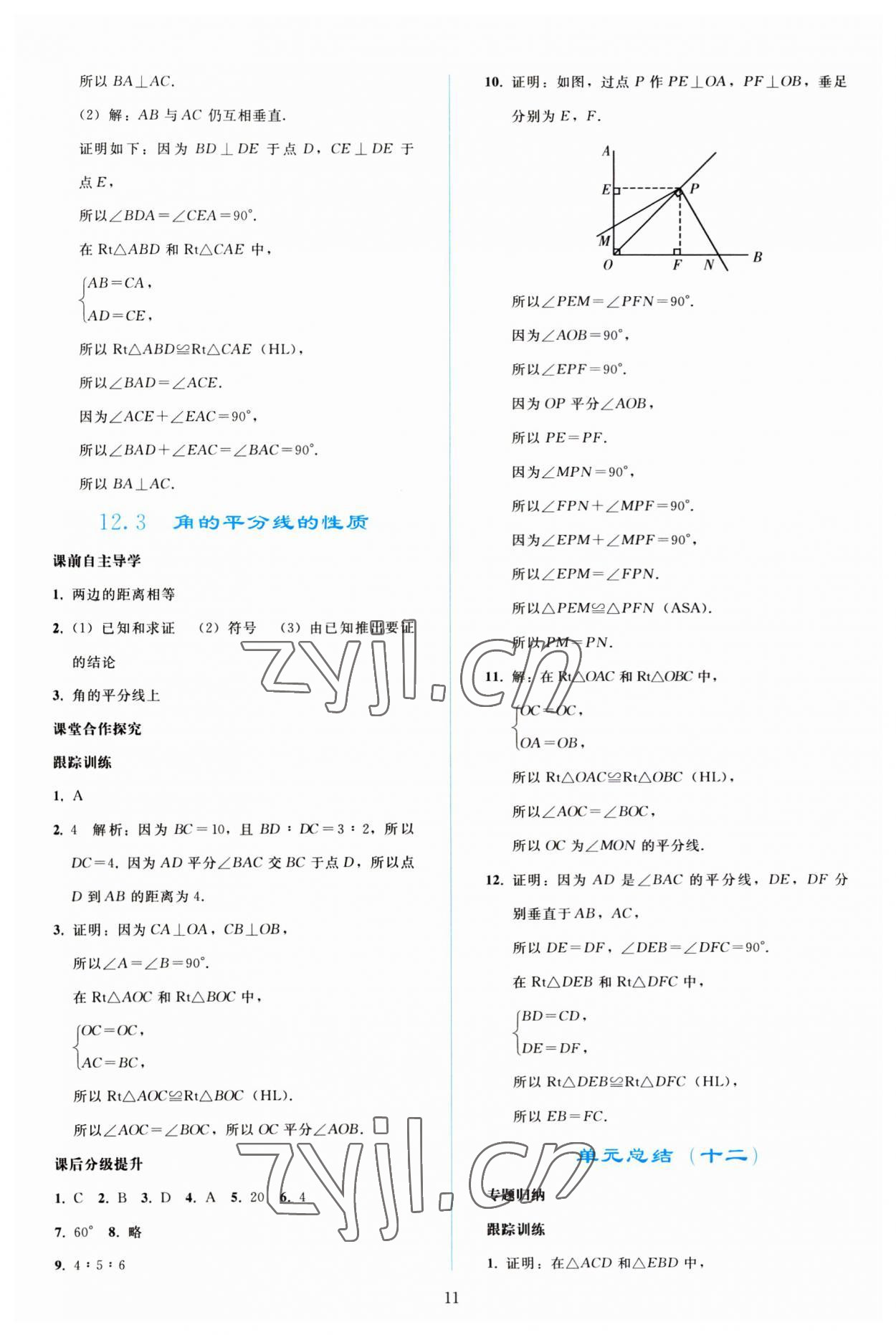 2023年同步輕松練習八年級數(shù)學上冊人教版 參考答案第10頁