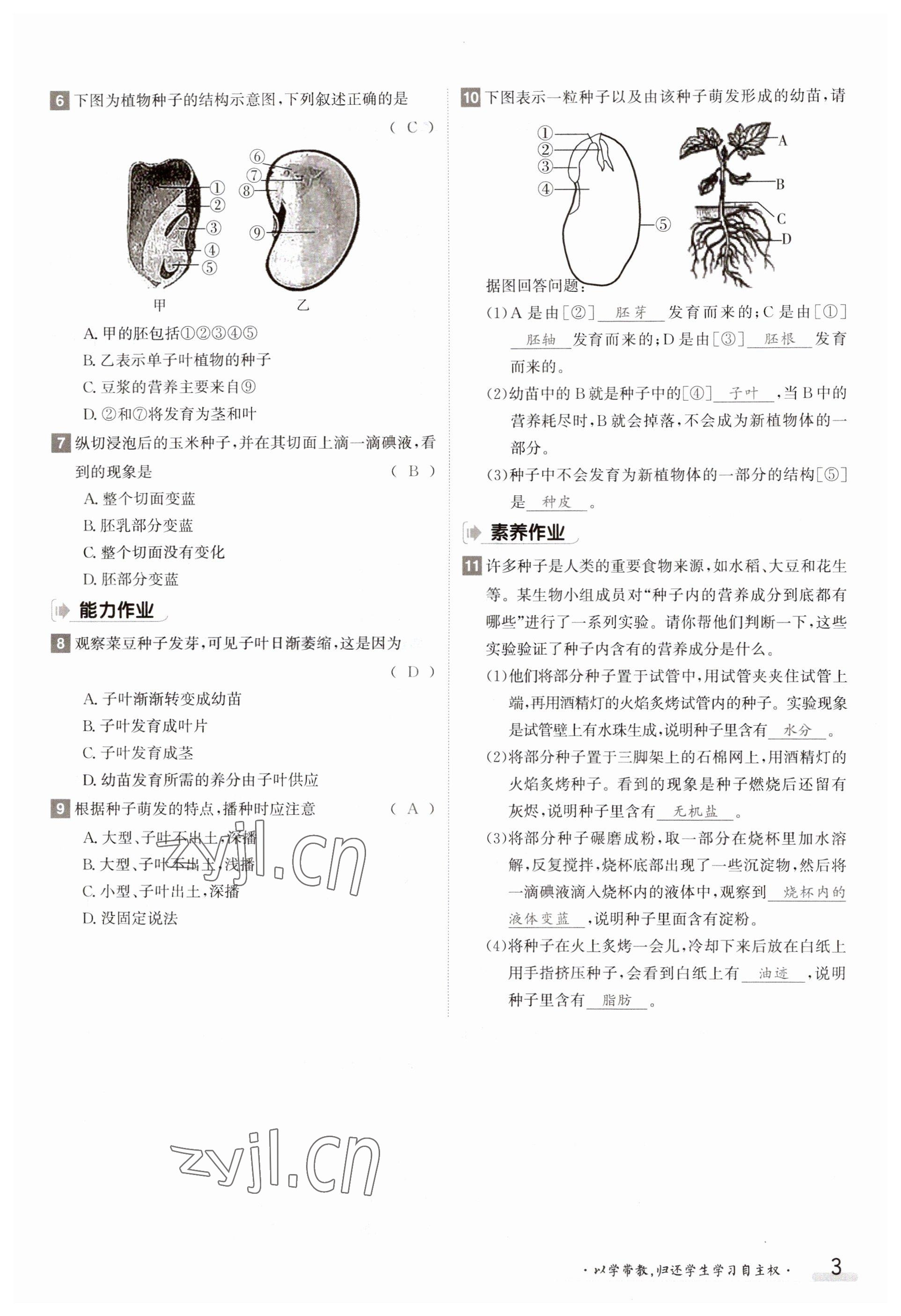 2023年金太陽導(dǎo)學(xué)案八年級生物上冊冀少版 參考答案第3頁